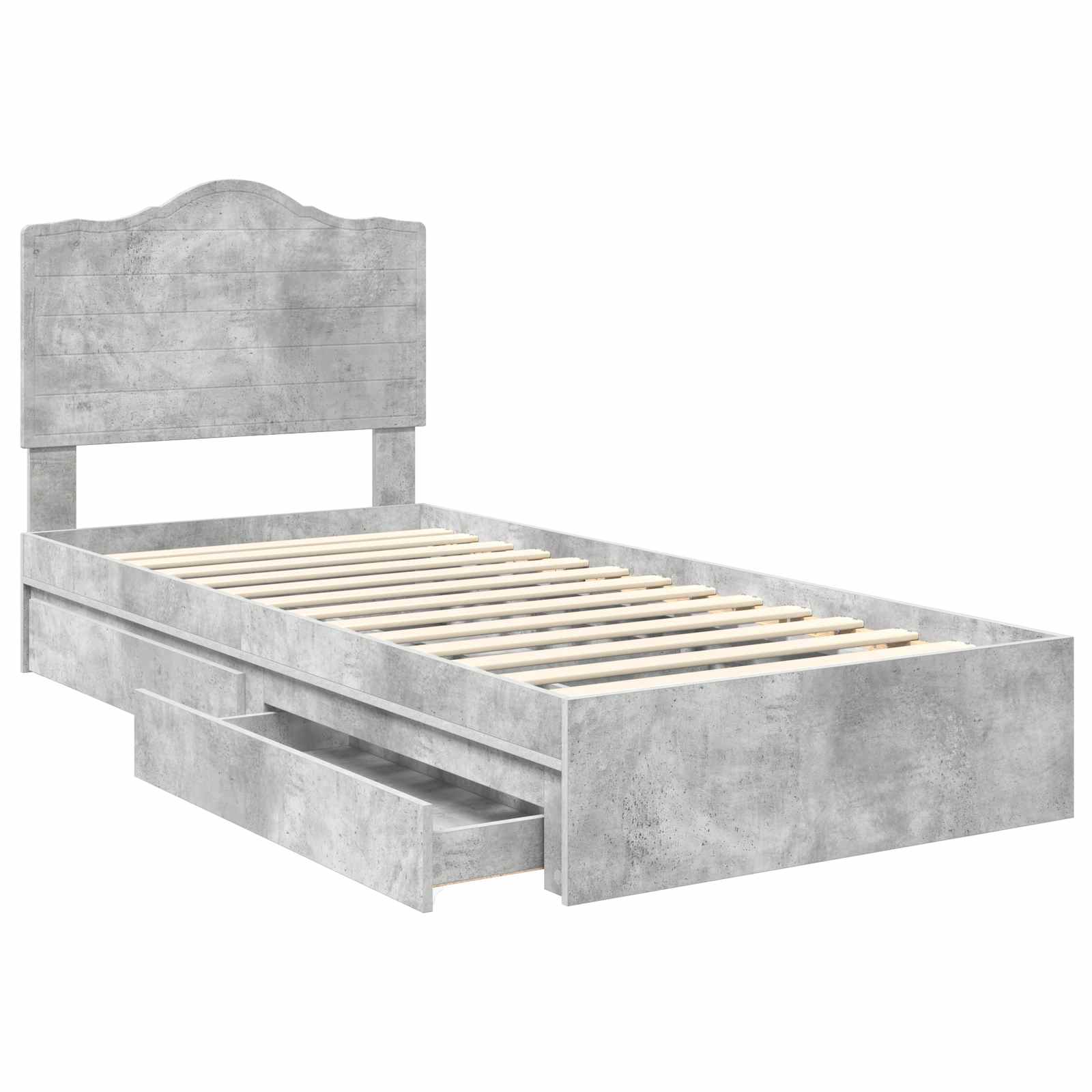 Opslag bed met hoofdeinde Beton Grijs 90 x 190 cm Bewerkt hout is nu te koop bij PeponiXL, paradijselijk wonen!