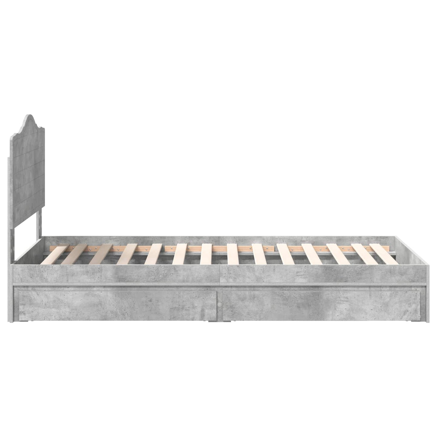 Opslag bed met hoofdeinde Beton Grijs 90 x 190 cm Bewerkt hout is nu te koop bij PeponiXL, paradijselijk wonen!