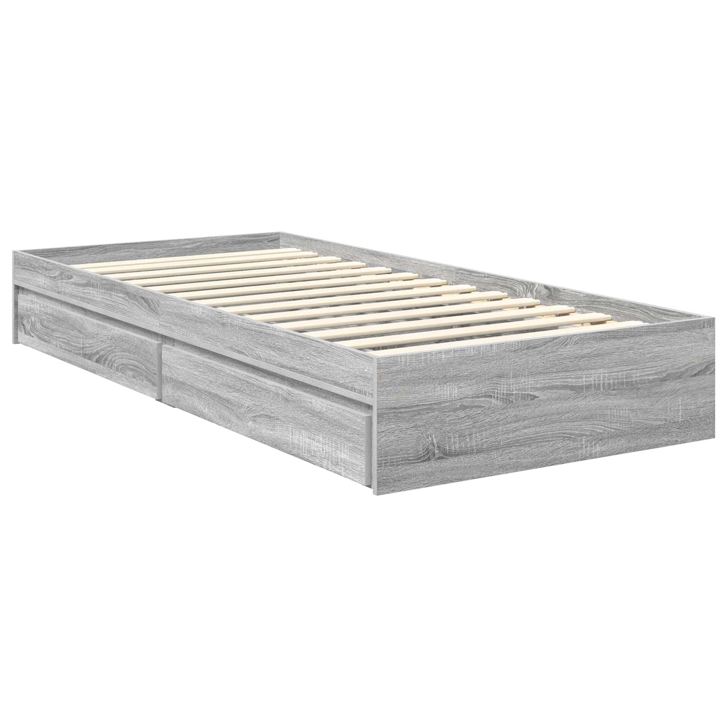 Opslag bed met hoofdeinde Grijs Sonoma 90 x 190 cm Bewerkt hout is nu te koop bij PeponiXL, paradijselijk wonen!