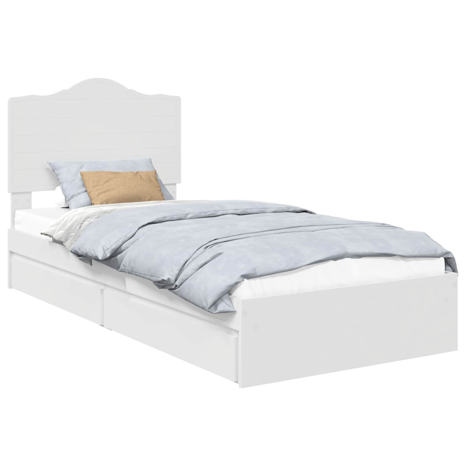 Opslag bed met lade met hoofdeinde Wit 70 x 190 cm Bewerkt hout is nu te koop bij PeponiXL, paradijselijk wonen!