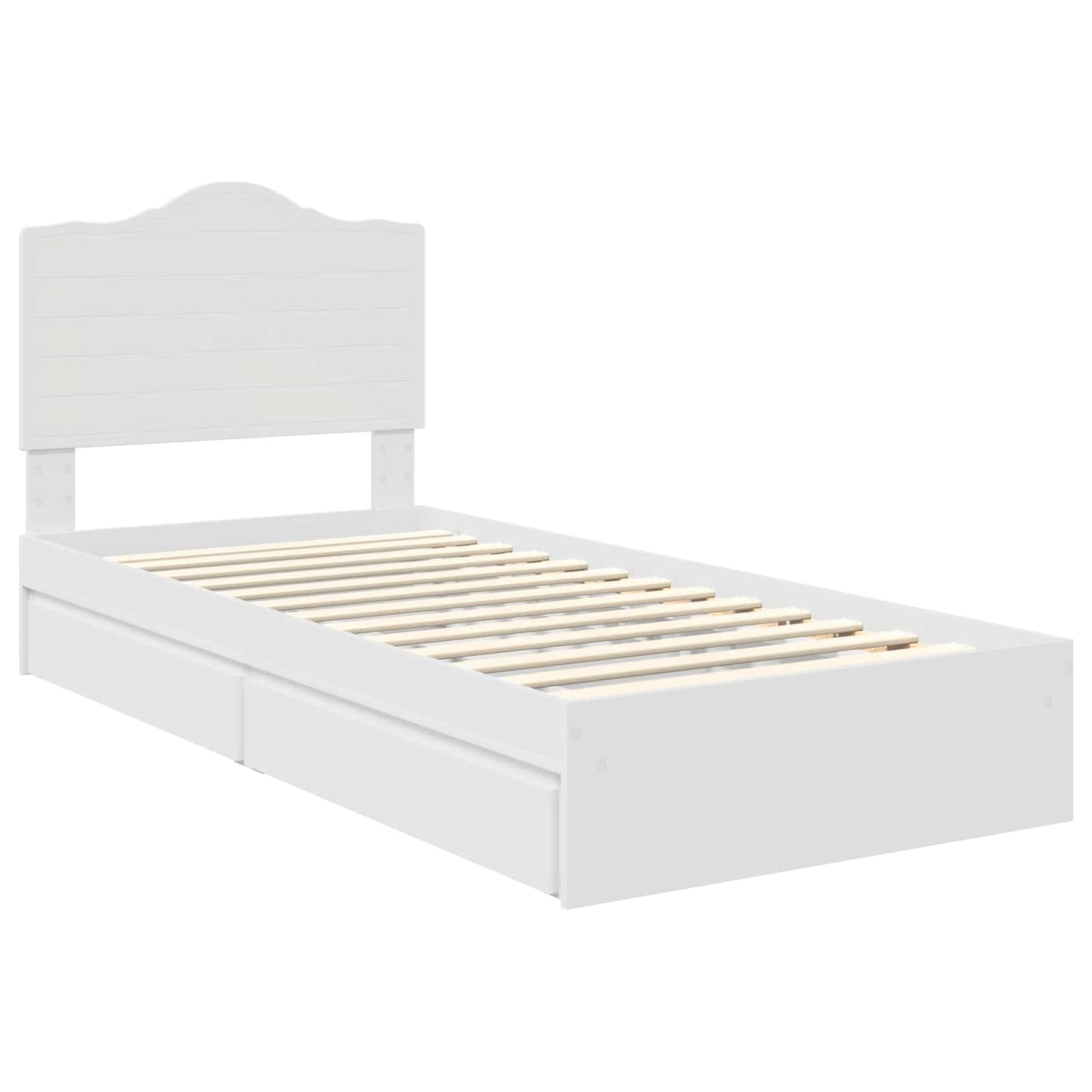 Opslag bed met lade met hoofdeinde Wit 70 x 190 cm Bewerkt hout is nu te koop bij PeponiXL, paradijselijk wonen!