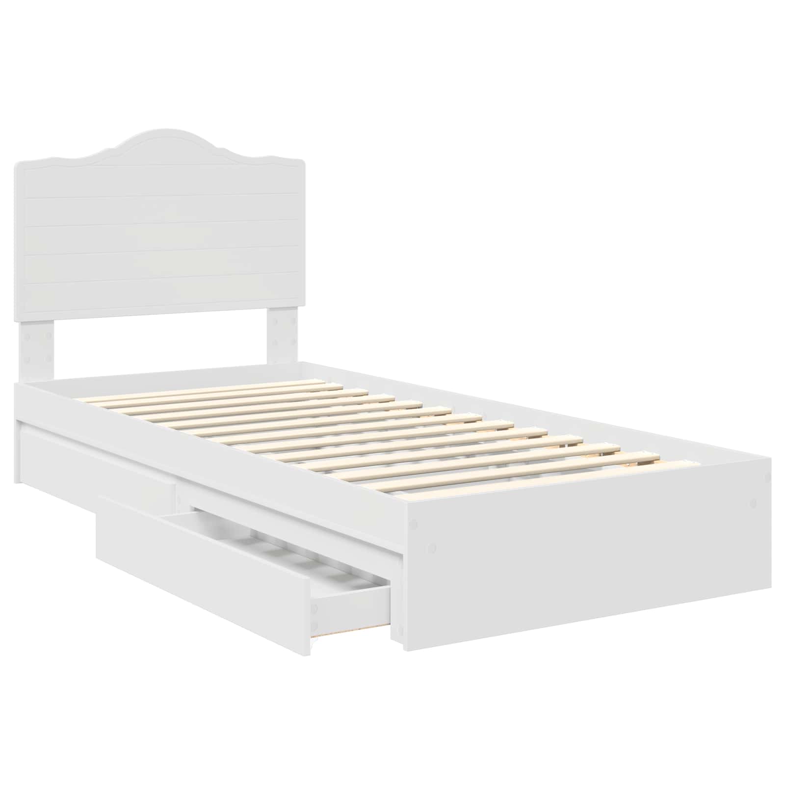 Opslag bed met lade met hoofdeinde Wit 70 x 190 cm Bewerkt hout is nu te koop bij PeponiXL, paradijselijk wonen!