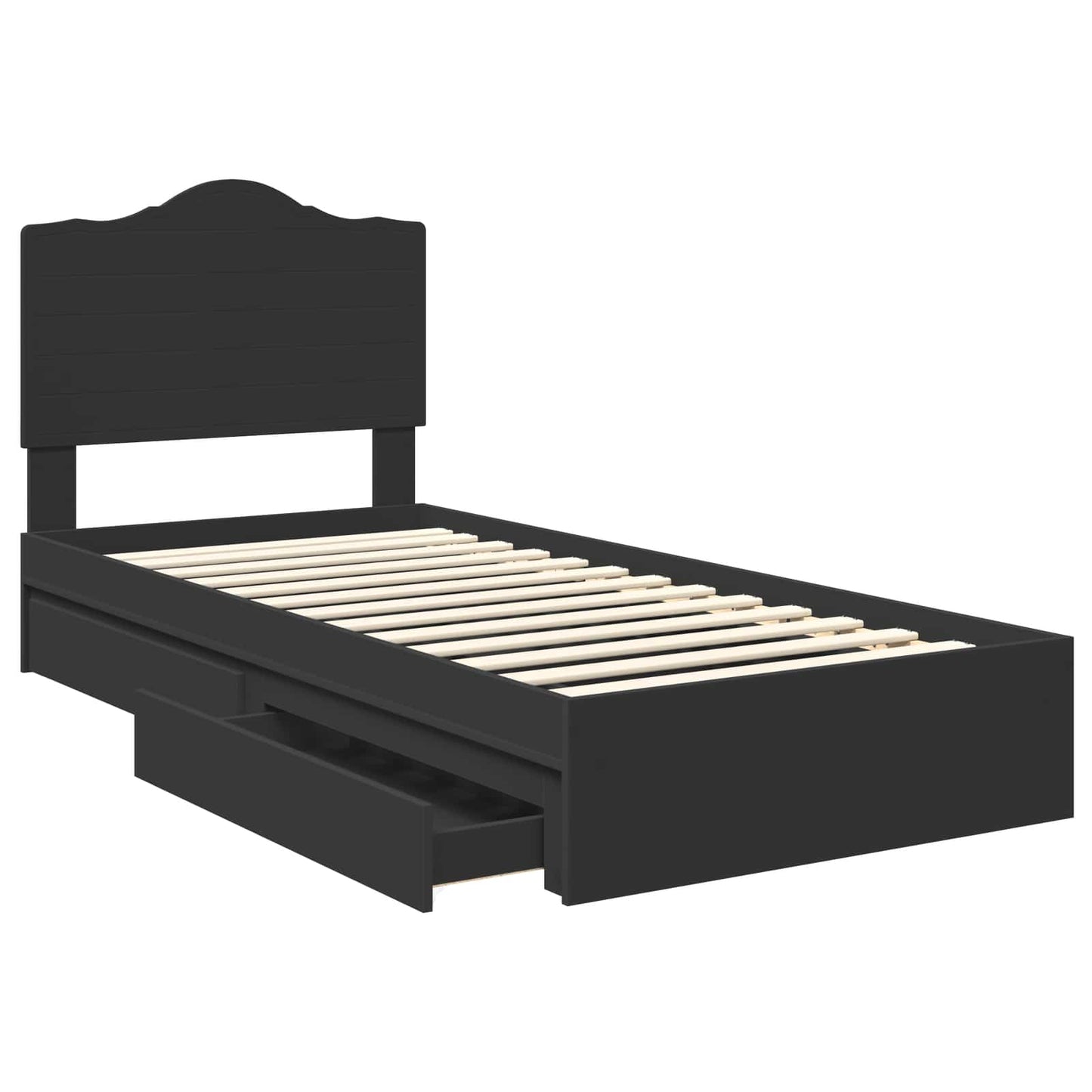 Opslag bed met lade met opslag Zwart 70 x 190 cm Bewerkt hout is nu te koop bij PeponiXL, paradijselijk wonen!