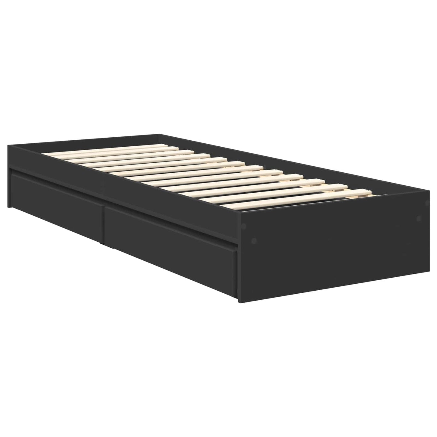 Opslag bed met lade met opslag Zwart 70 x 190 cm Bewerkt hout is nu te koop bij PeponiXL, paradijselijk wonen!
