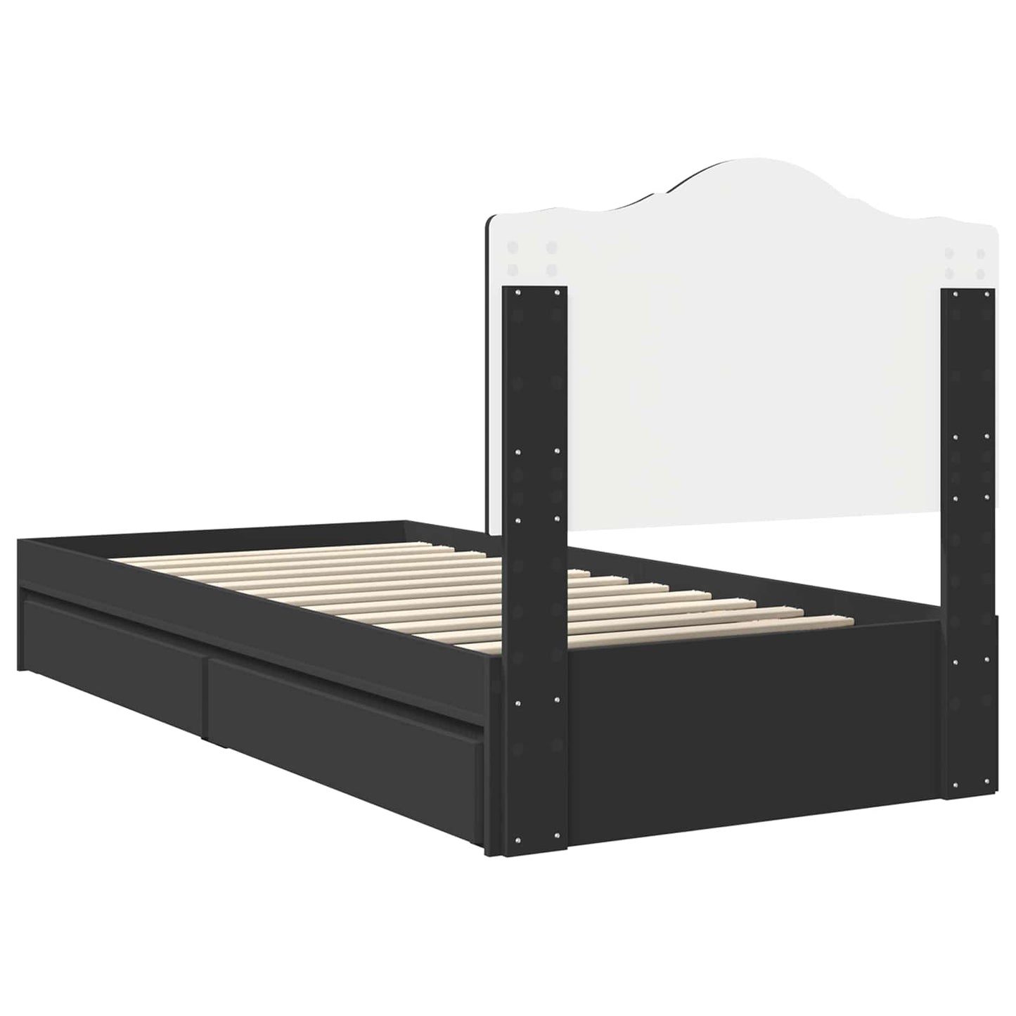 Opslag bed met lade met opslag Zwart 70 x 190 cm Bewerkt hout is nu te koop bij PeponiXL, paradijselijk wonen!