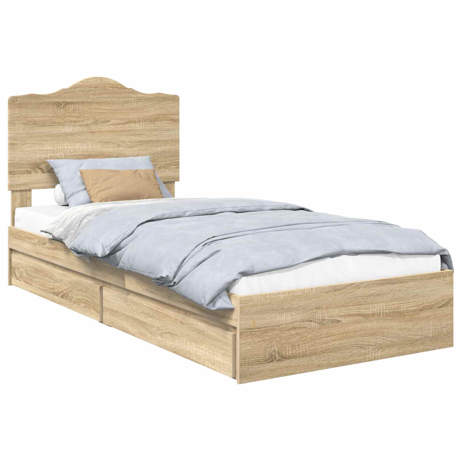 Opslag bed met lade Sonoma Eiken 70 x 190 cm Bewerkt hout is nu te koop bij PeponiXL, paradijselijk wonen!