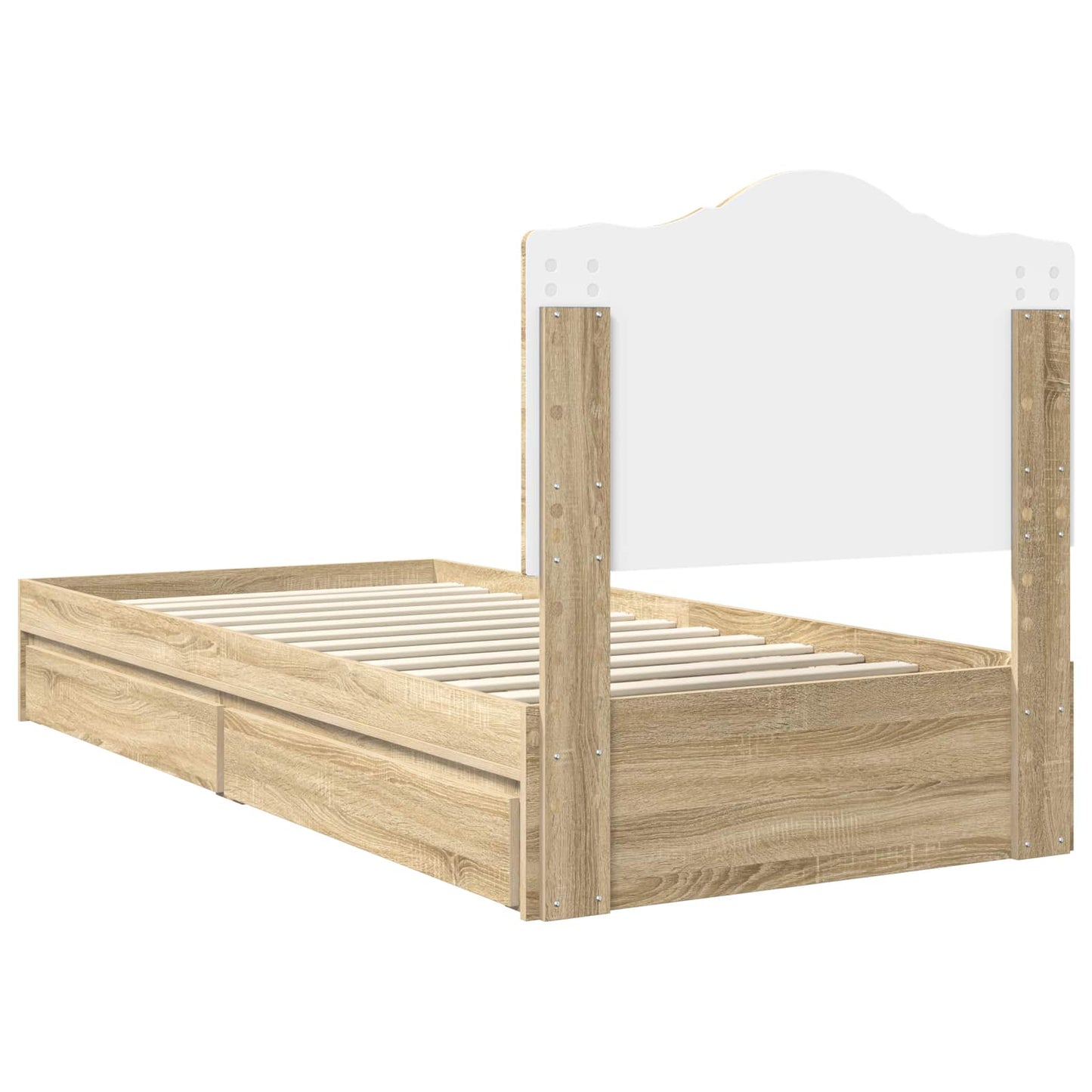 Opslag bed met lade Sonoma Eiken 70 x 190 cm Bewerkt hout is nu te koop bij PeponiXL, paradijselijk wonen!