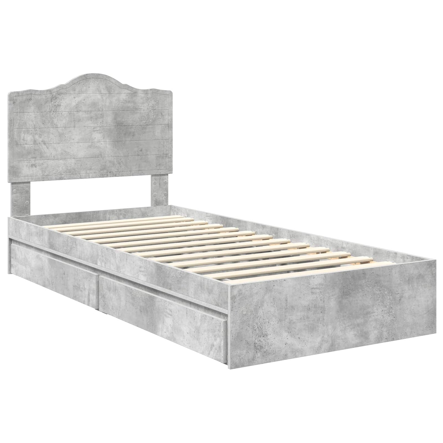 Opslag bed met lade Beton Grijs 70 x 190 cm Bewerkt hout is nu te koop bij PeponiXL, paradijselijk wonen!