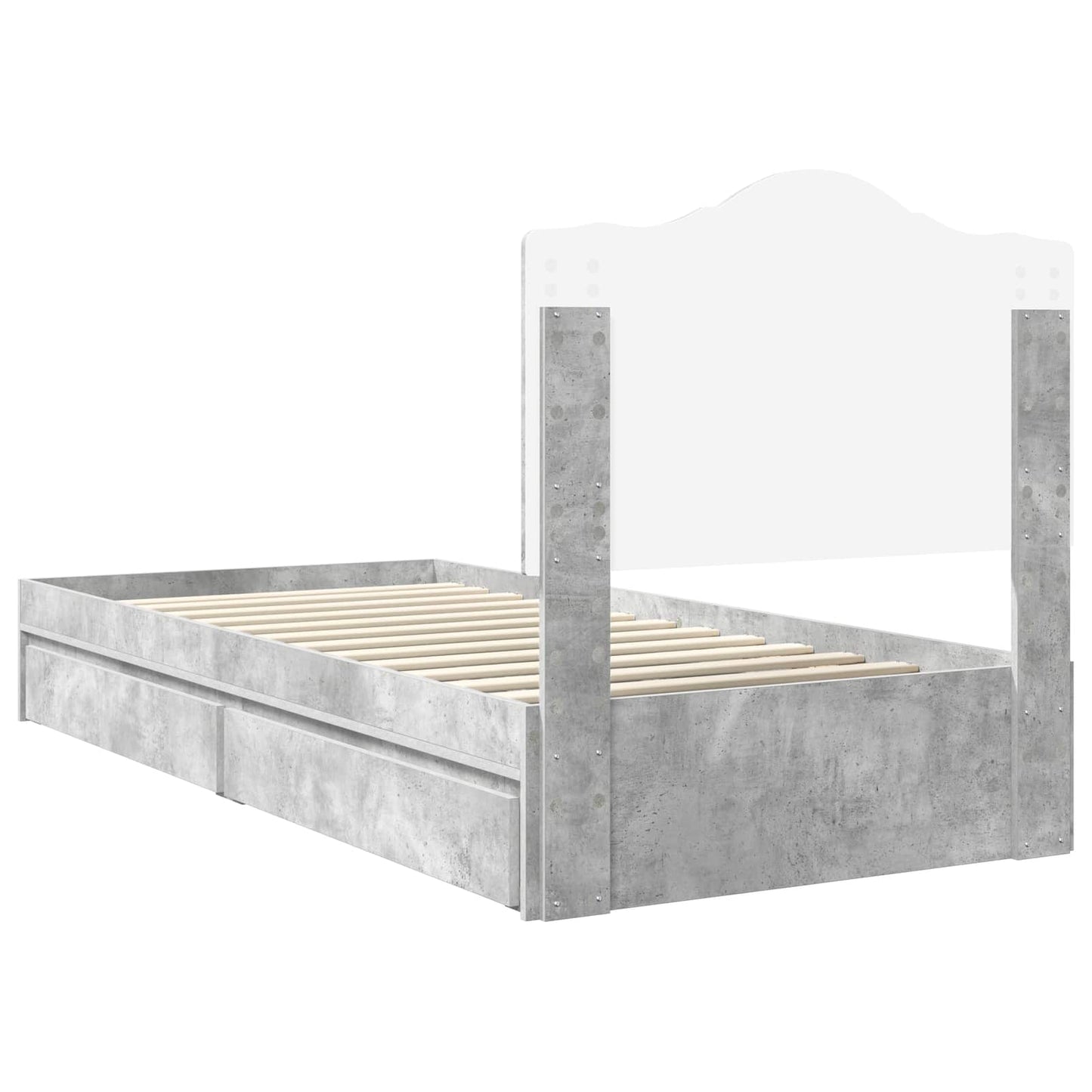 Opslag bed met lade Beton Grijs 70 x 190 cm Bewerkt hout is nu te koop bij PeponiXL, paradijselijk wonen!