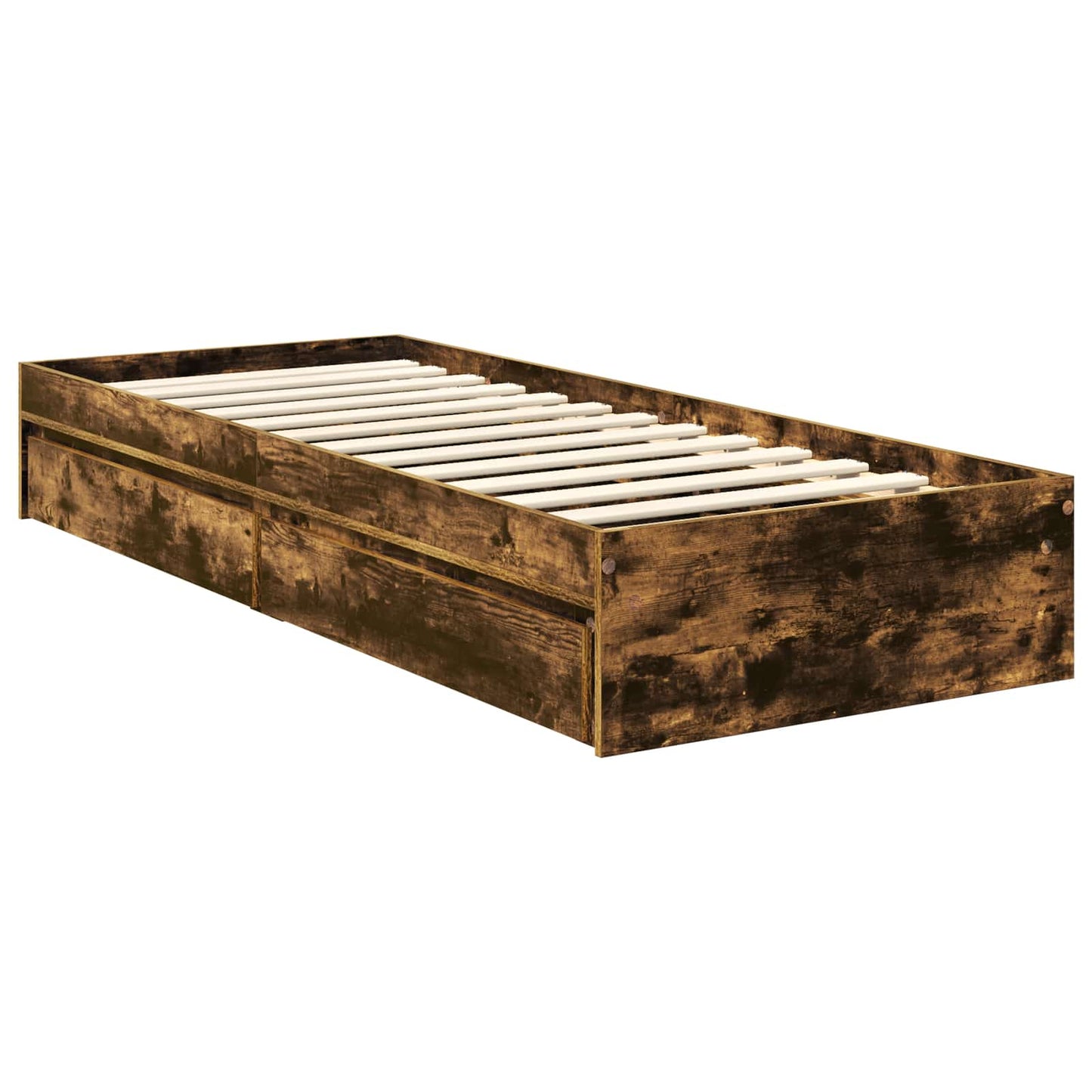 Opslag bed met lade Gerookt eiken 70 x 190 cm Bewerkt hout is nu te koop bij PeponiXL, paradijselijk wonen!
