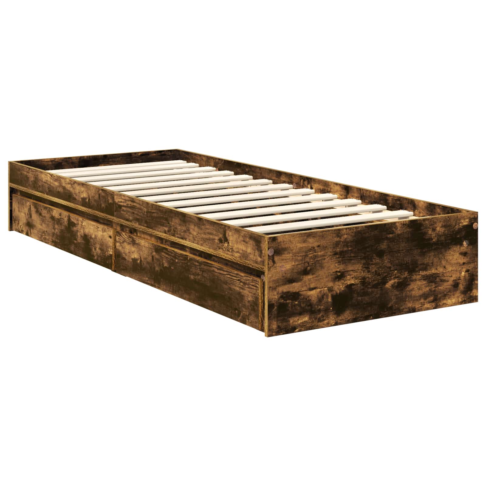 Opslag bed met lade Gerookt eiken 70 x 190 cm Bewerkt hout is nu te koop bij PeponiXL, paradijselijk wonen!