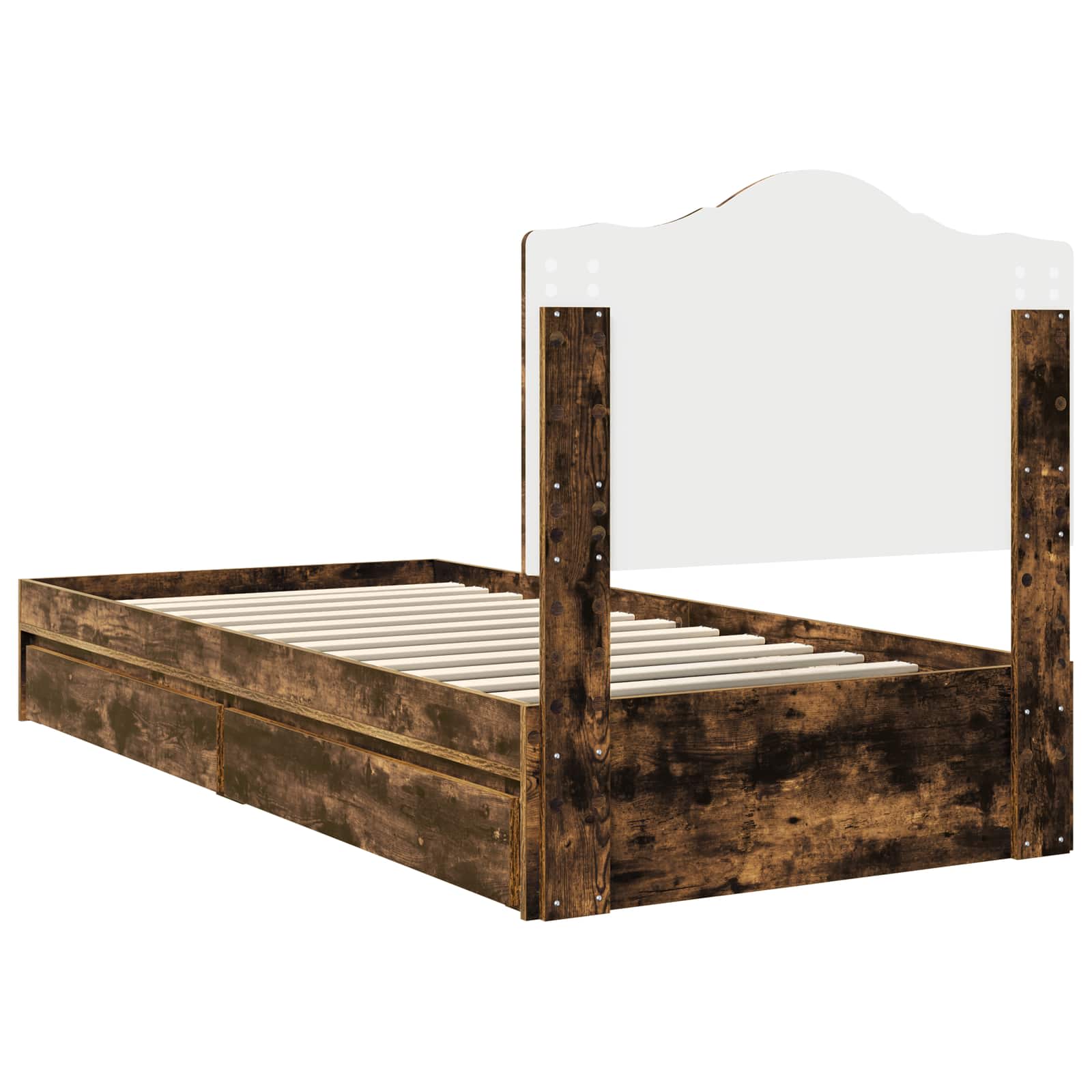 Opslag bed met lade Gerookt eiken 70 x 190 cm Bewerkt hout is nu te koop bij PeponiXL, paradijselijk wonen!