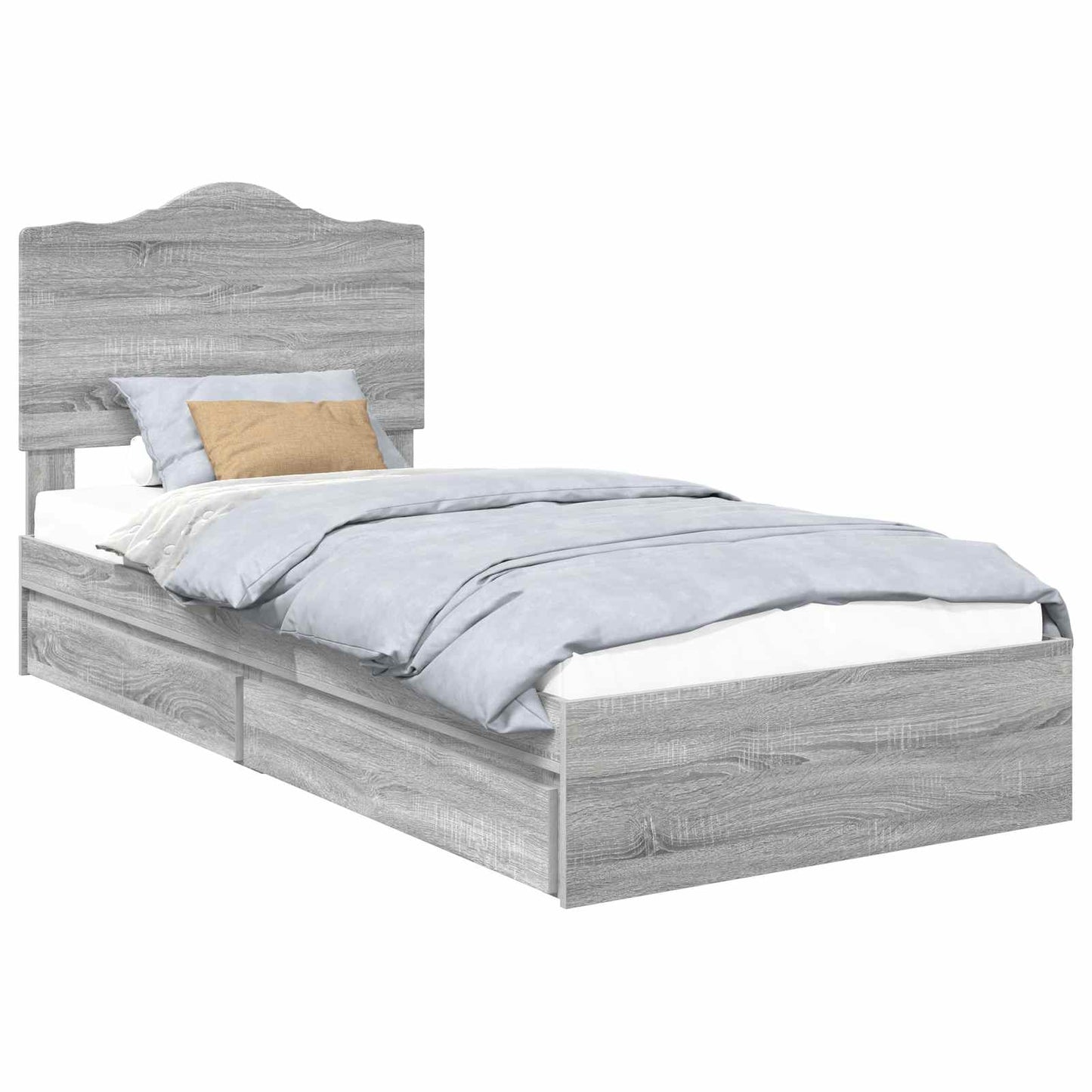 Opslag bed met lade Grijs Sonoma 70 x 190 cm Bewerkt hout is nu te koop bij PeponiXL, paradijselijk wonen!