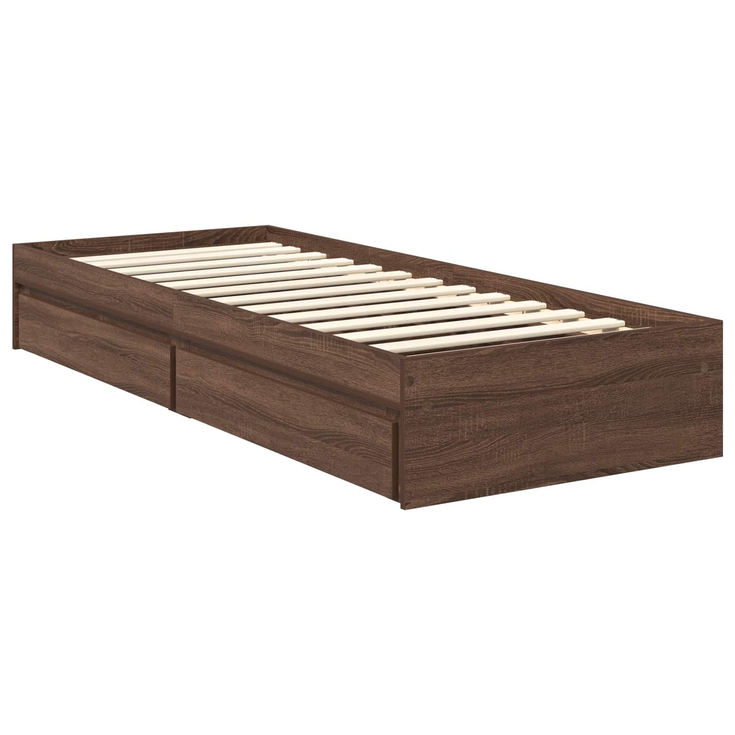 Opslag bed met lade Bruin Eiken 70 x 190 cm Bewerkt hout is nu te koop bij PeponiXL, paradijselijk wonen!