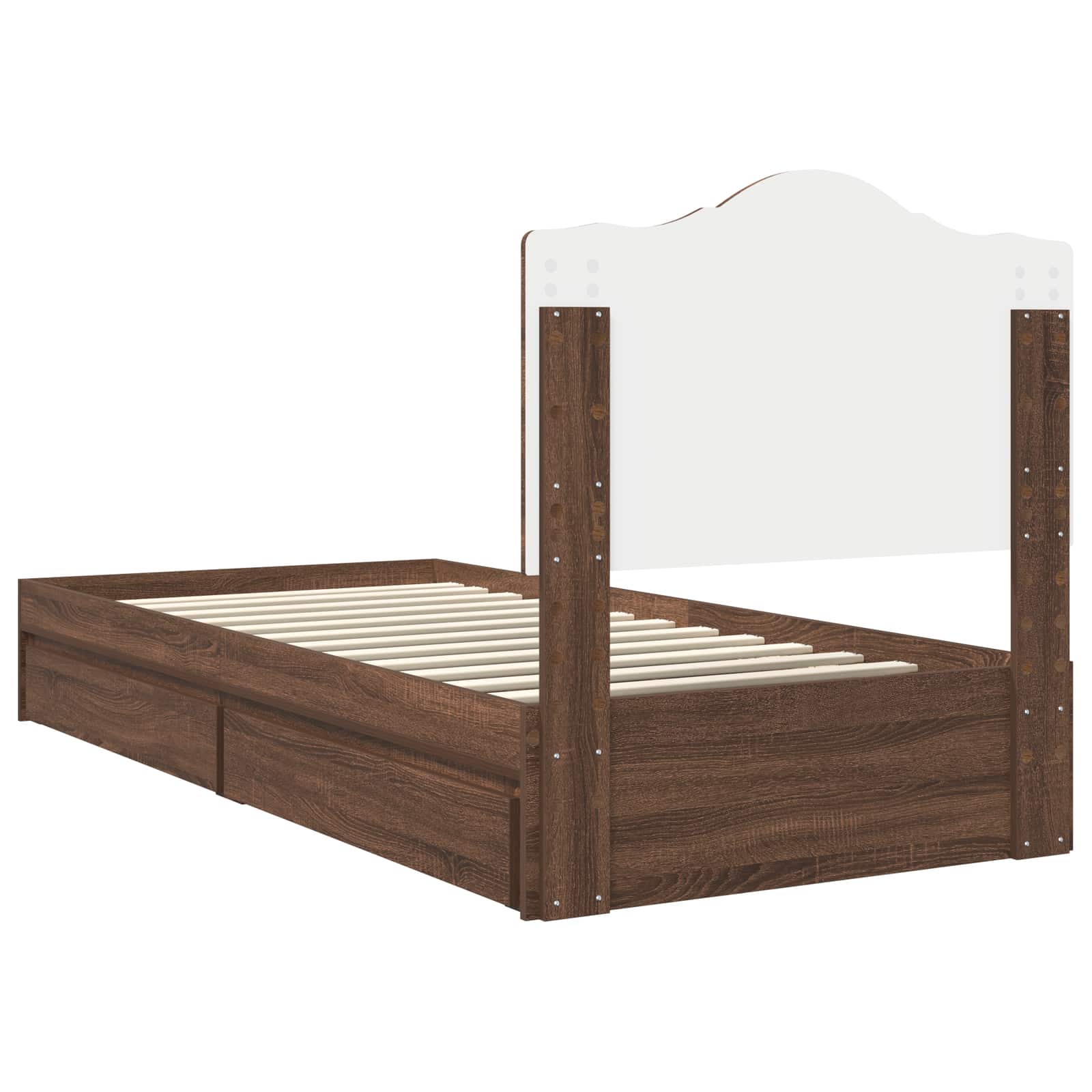 Opslag bed met lade Bruin Eiken 70 x 190 cm Bewerkt hout is nu te koop bij PeponiXL, paradijselijk wonen!