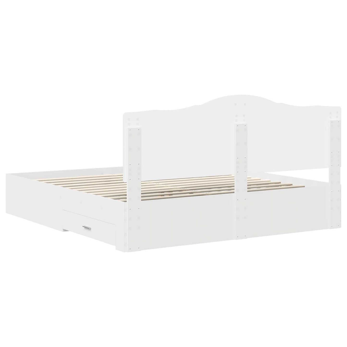 Bedframe met hoofdeinde met lade Wit 200 x 200 cm Bewerkt hout is nu te koop bij PeponiXL, paradijselijk wonen!