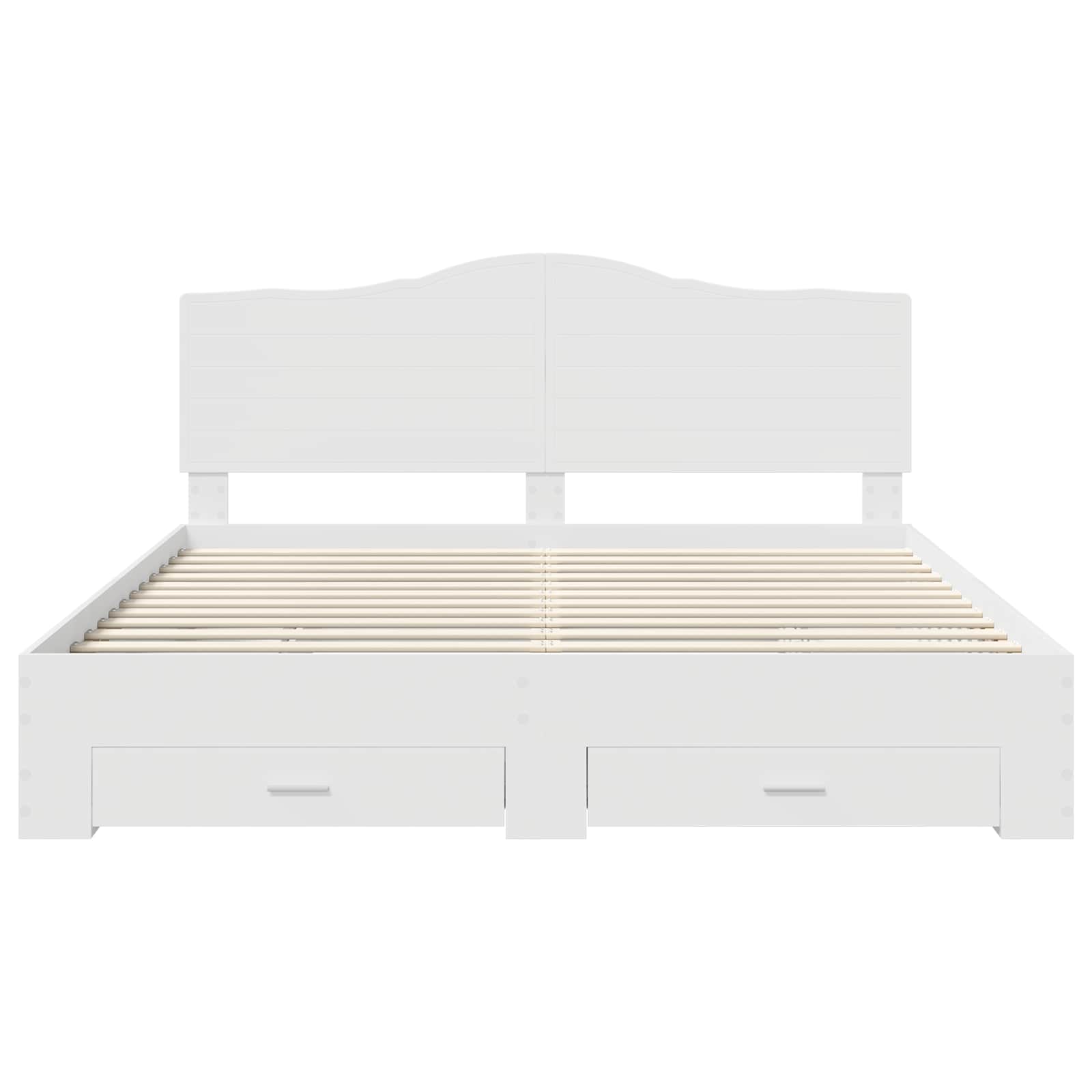 Bedframe met hoofdeinde met lade Wit 200 x 200 cm Bewerkt hout is nu te koop bij PeponiXL, paradijselijk wonen!