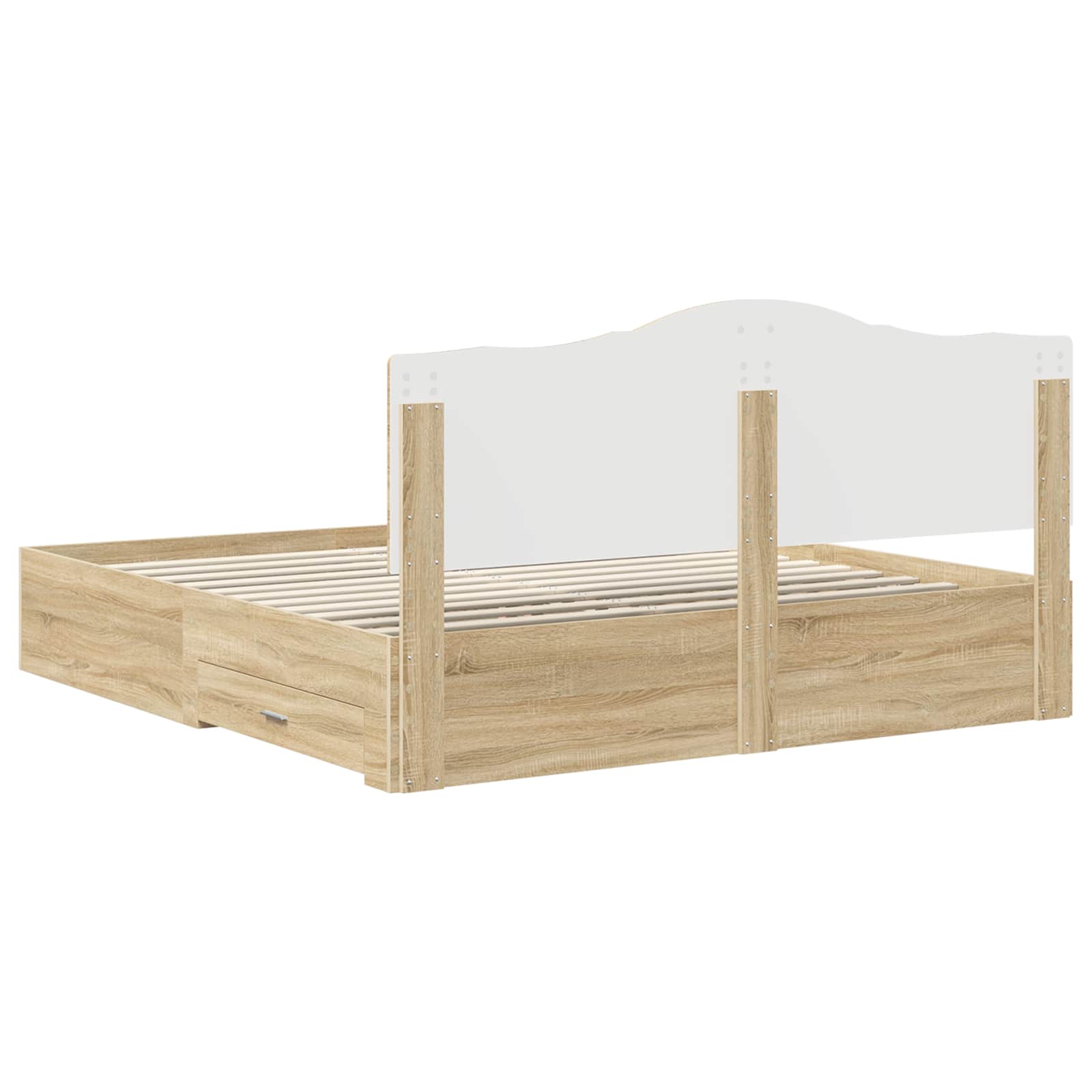 Bedframe met hoofdeinde Sonoma Eiken 200 x 200 cm Bewerkt hout is nu te koop bij PeponiXL, paradijselijk wonen!