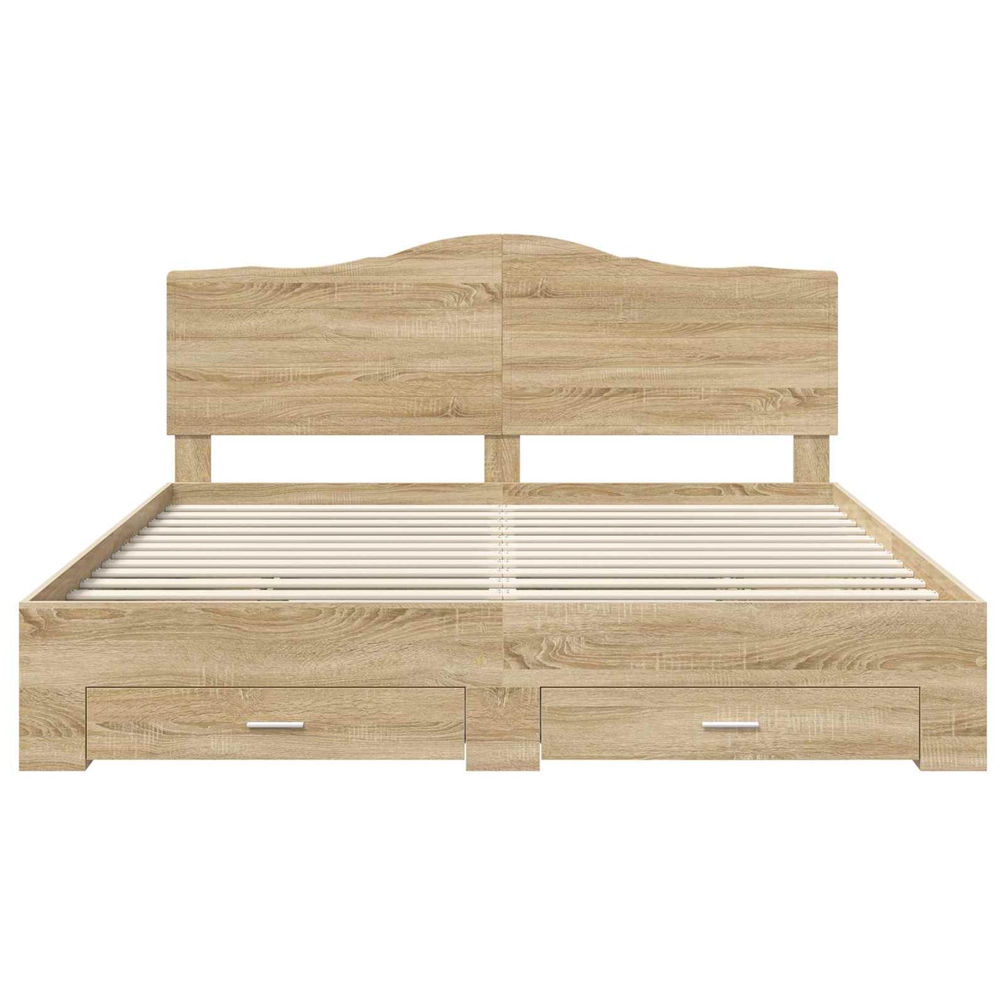 Bedframe met hoofdeinde Sonoma Eiken 200 x 200 cm Bewerkt hout is nu te koop bij PeponiXL, paradijselijk wonen!
