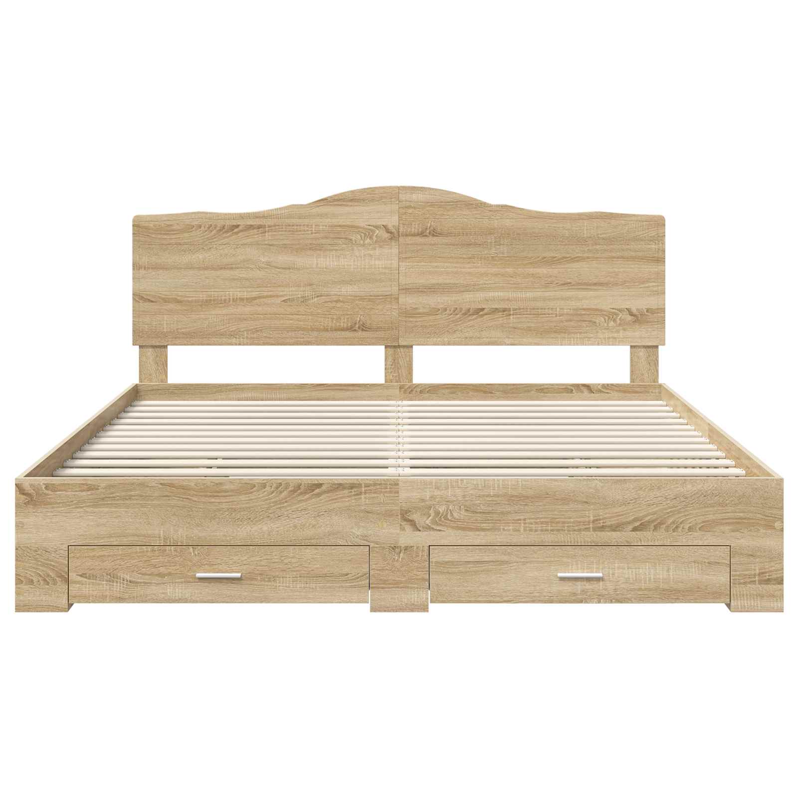Bedframe met hoofdeinde Sonoma Eiken 200 x 200 cm Bewerkt hout is nu te koop bij PeponiXL, paradijselijk wonen!