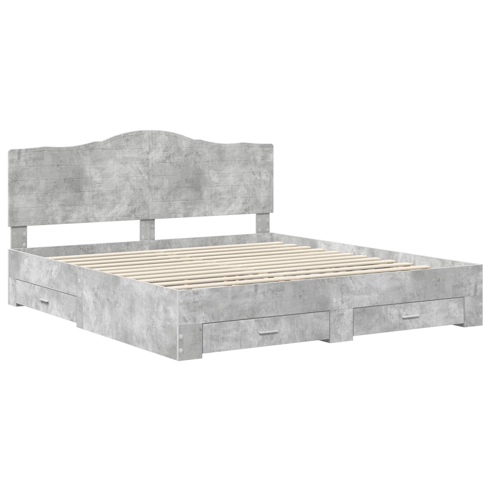 Bedframe met hoofdeinde Beton Grijs 200 x 200 cm Bewerkt hout is nu te koop bij PeponiXL, paradijselijk wonen!