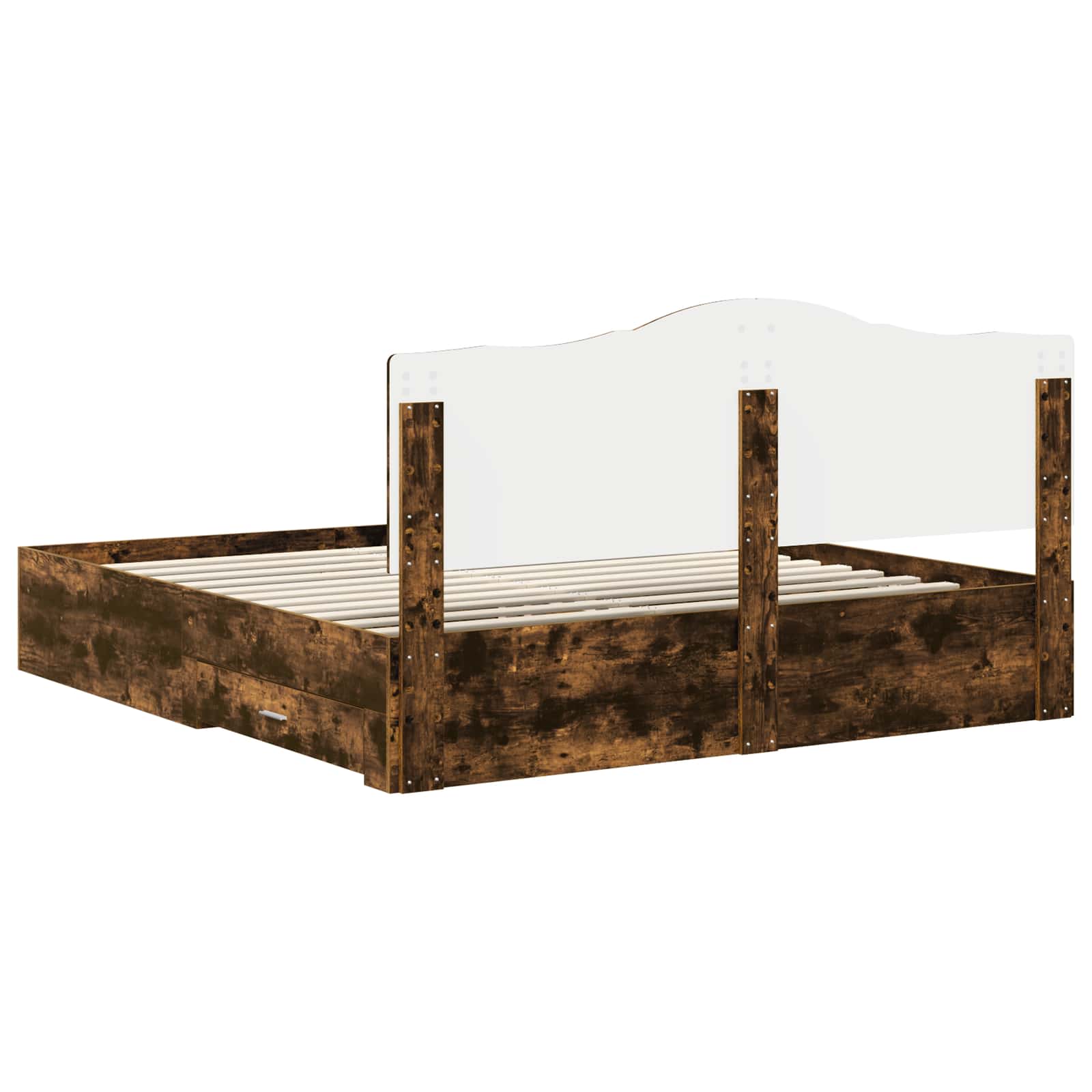 Bedframe met hoofdeinde Gerookt eiken 200 x 200 cm Bewerkt hout is nu te koop bij PeponiXL, paradijselijk wonen!