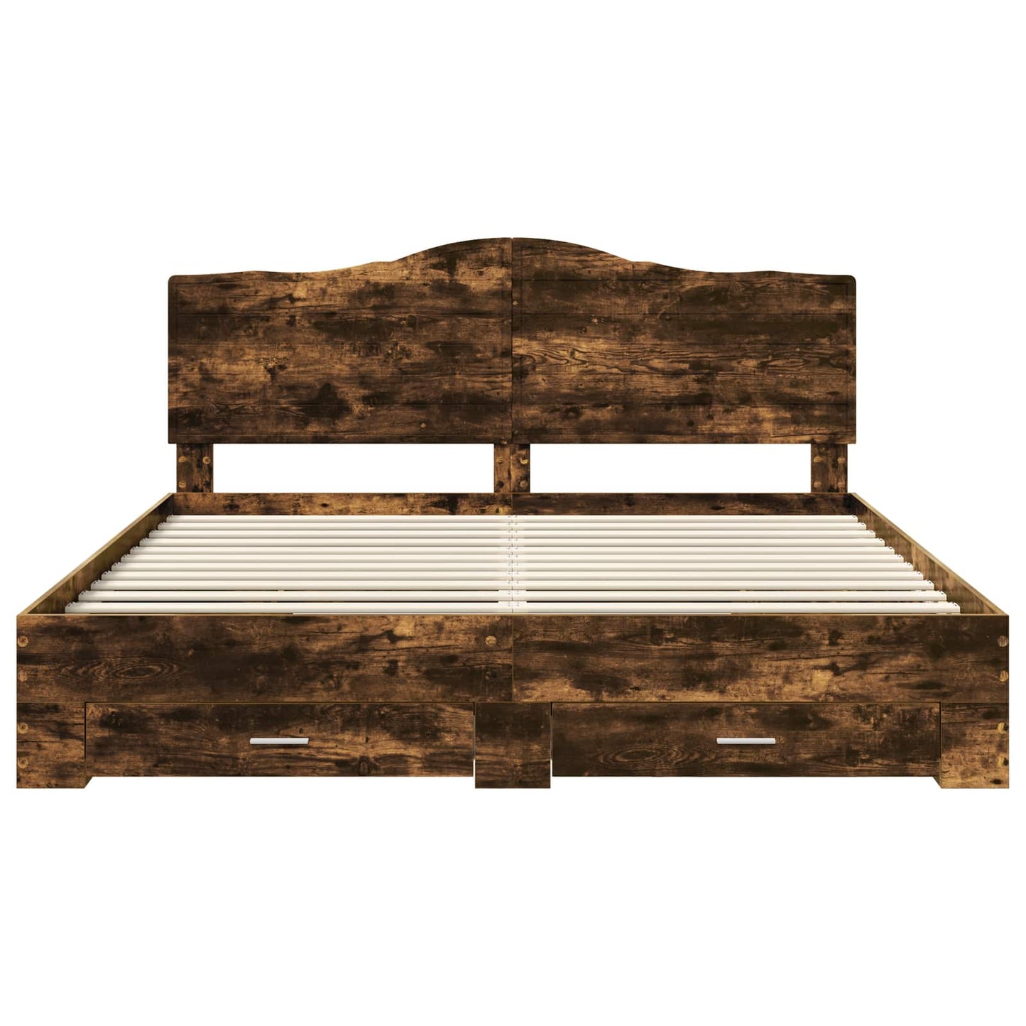 Bedframe met hoofdeinde Gerookt eiken 200 x 200 cm Bewerkt hout is nu te koop bij PeponiXL, paradijselijk wonen!
