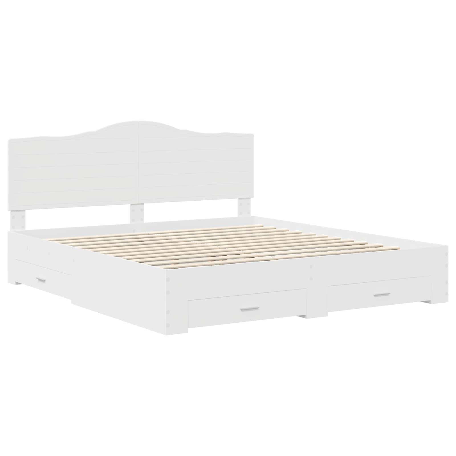 Bedframe met hoofdeinde met lade Wit 180 x 200 cm Bewerkt hout is nu te koop bij PeponiXL, paradijselijk wonen!