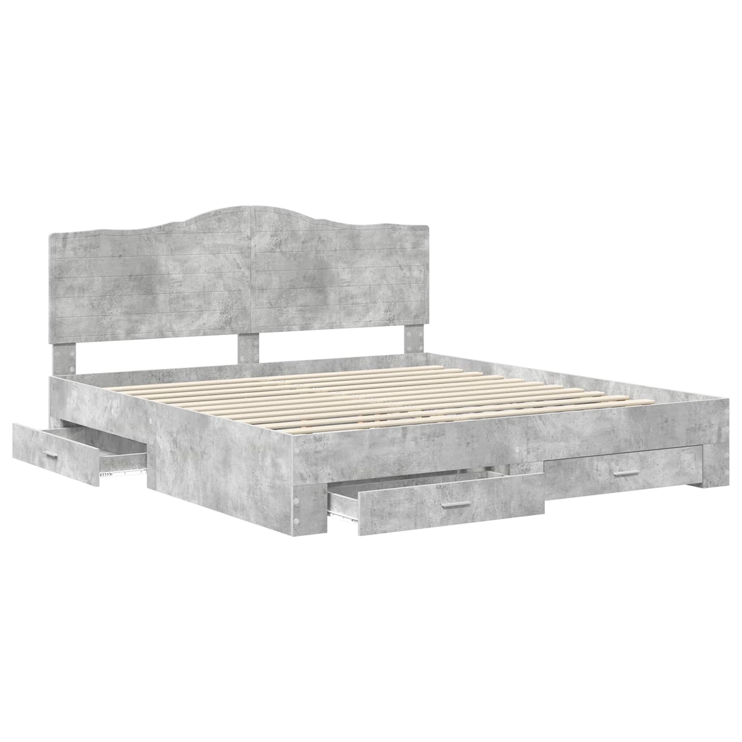 Bedframe met hoofdeinde Beton Grijs 180 x 200 cm Bewerkt hout is nu te koop bij PeponiXL, paradijselijk wonen!