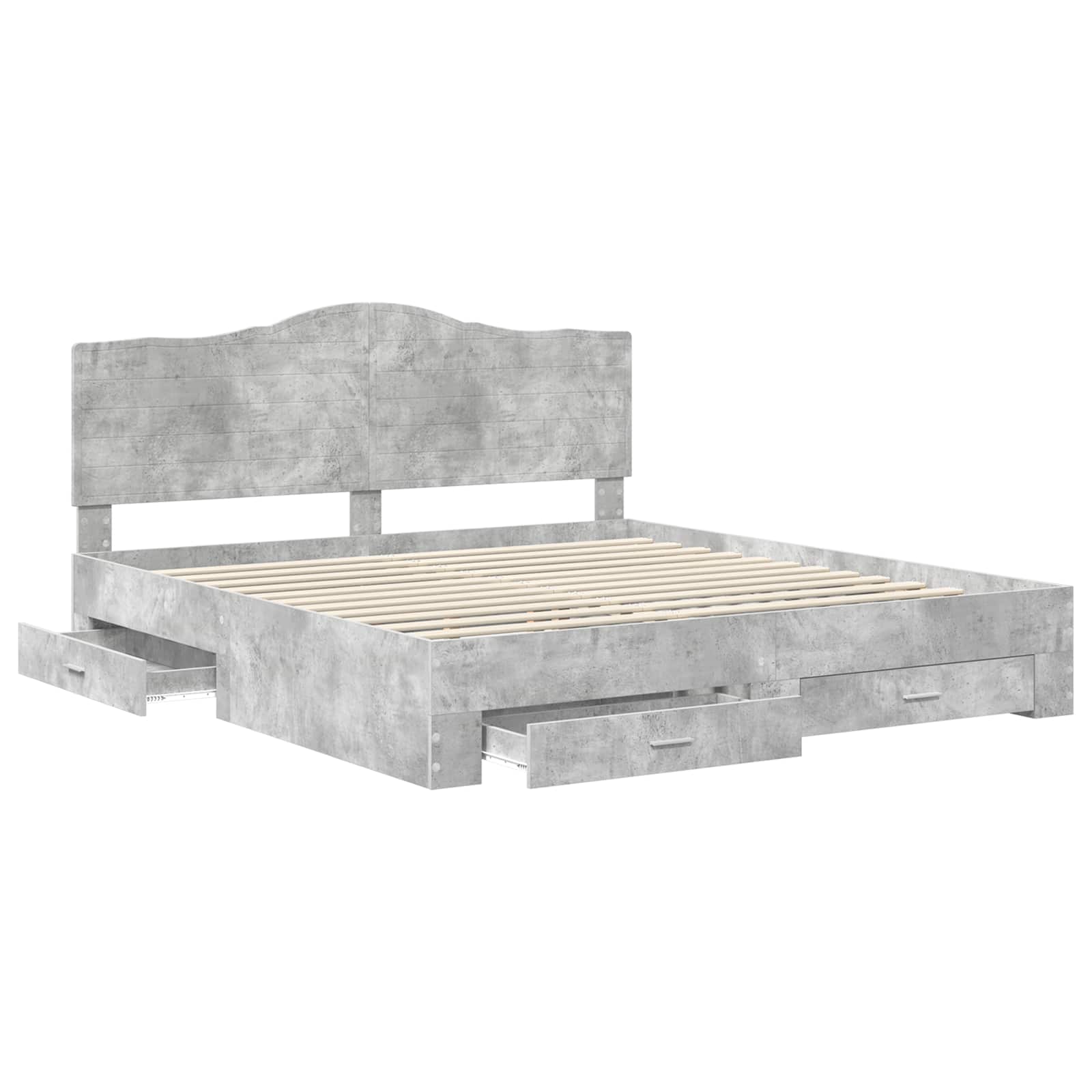 Bedframe met hoofdeinde Beton Grijs 180 x 200 cm Bewerkt hout is nu te koop bij PeponiXL, paradijselijk wonen!