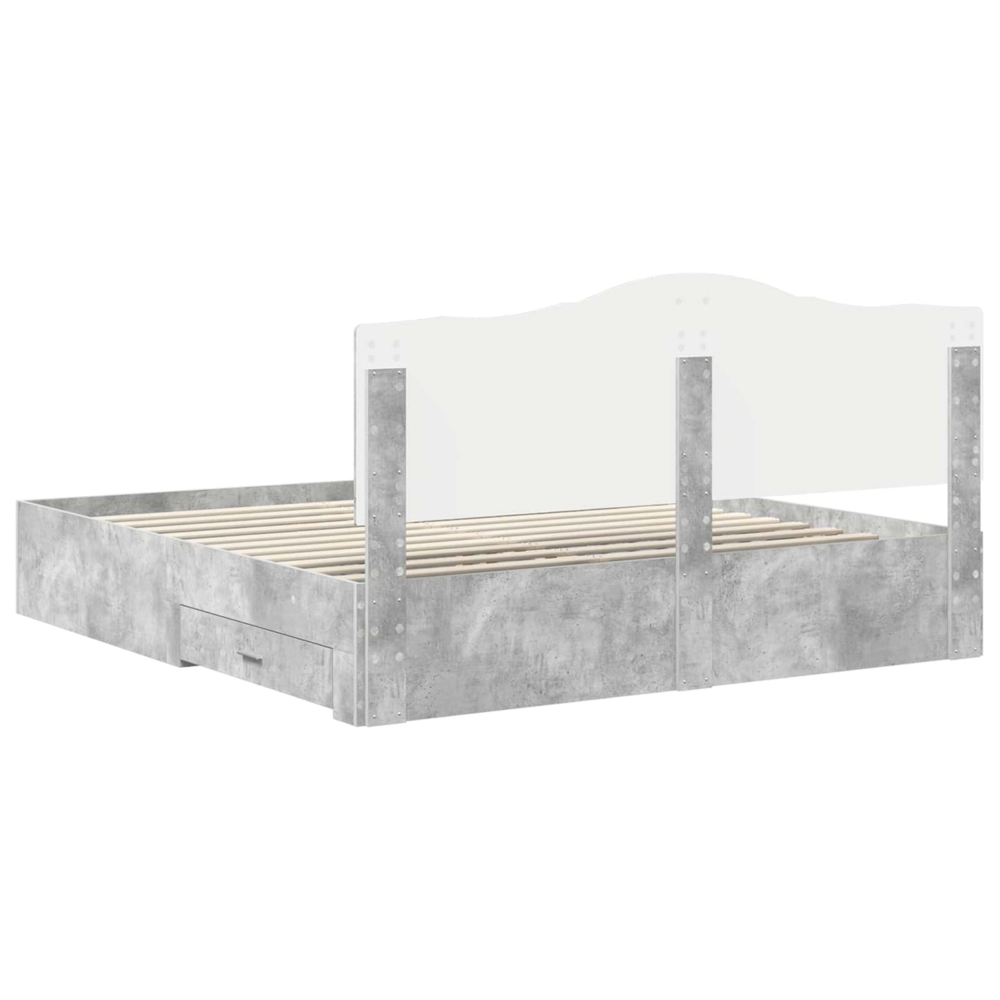 Bedframe met hoofdeinde Beton Grijs 180 x 200 cm Bewerkt hout is nu te koop bij PeponiXL, paradijselijk wonen!