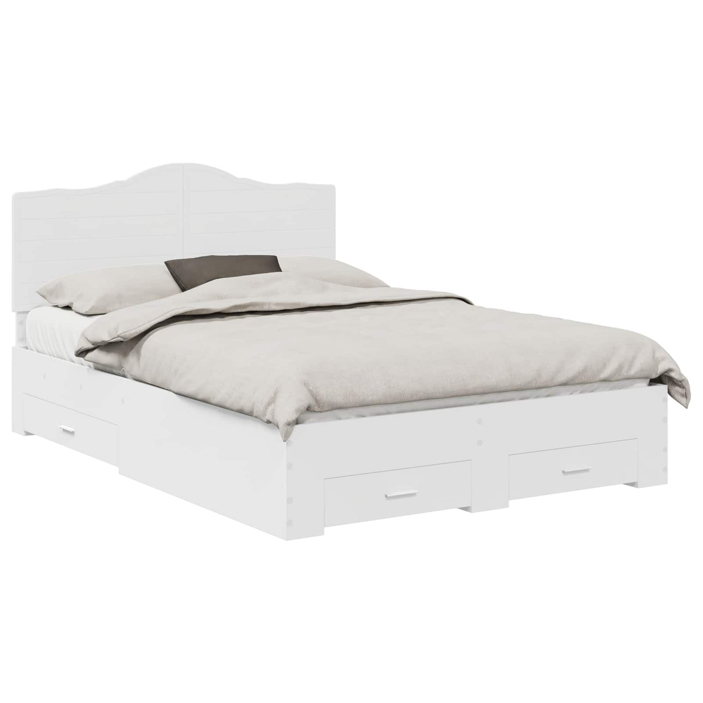 Bedframe met hoofdeinde met lade Wit 160 x 200 cm Bewerkt hout is nu te koop bij PeponiXL, paradijselijk wonen!