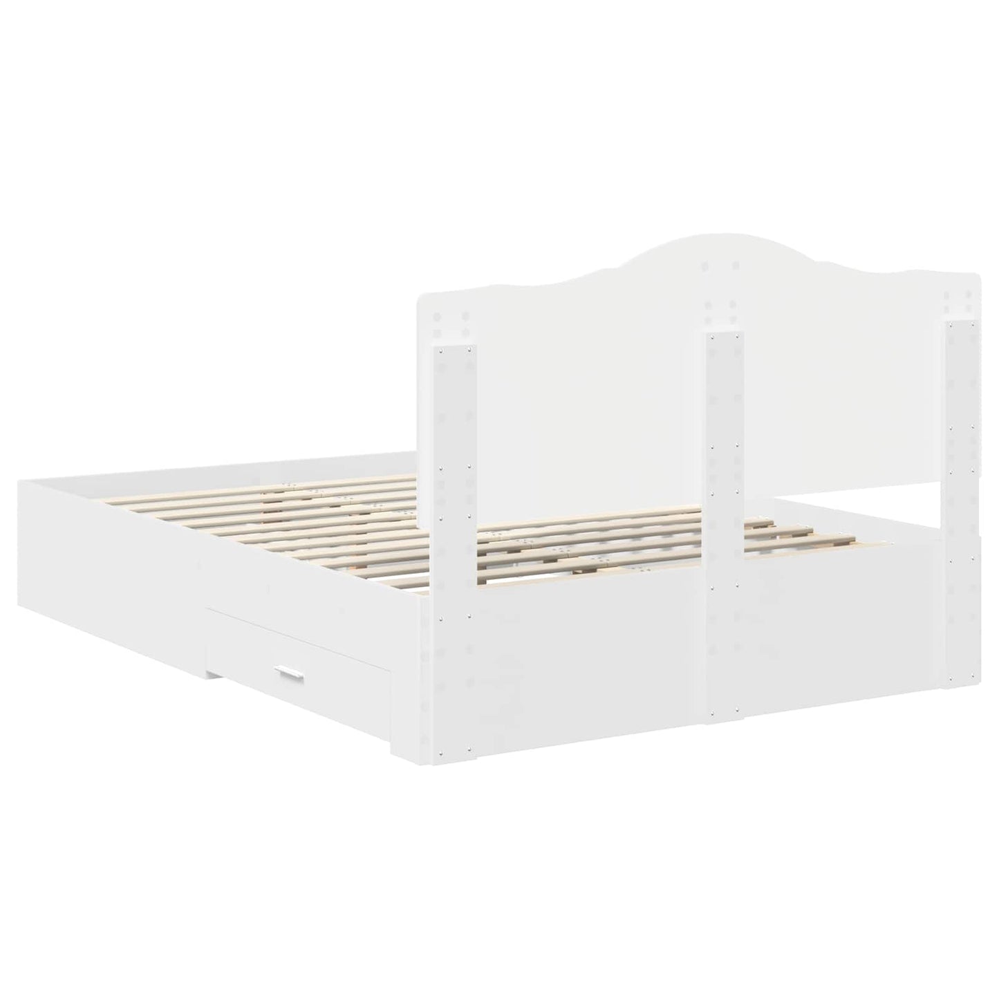 Bedframe met hoofdeinde met lade Wit 160 x 200 cm Bewerkt hout is nu te koop bij PeponiXL, paradijselijk wonen!