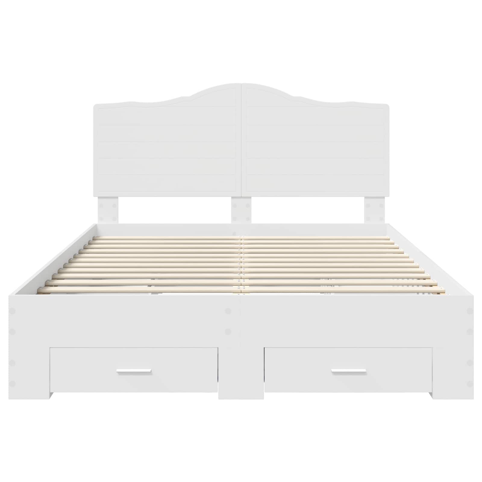 Bedframe met hoofdeinde met lade Wit 160 x 200 cm Bewerkt hout is nu te koop bij PeponiXL, paradijselijk wonen!