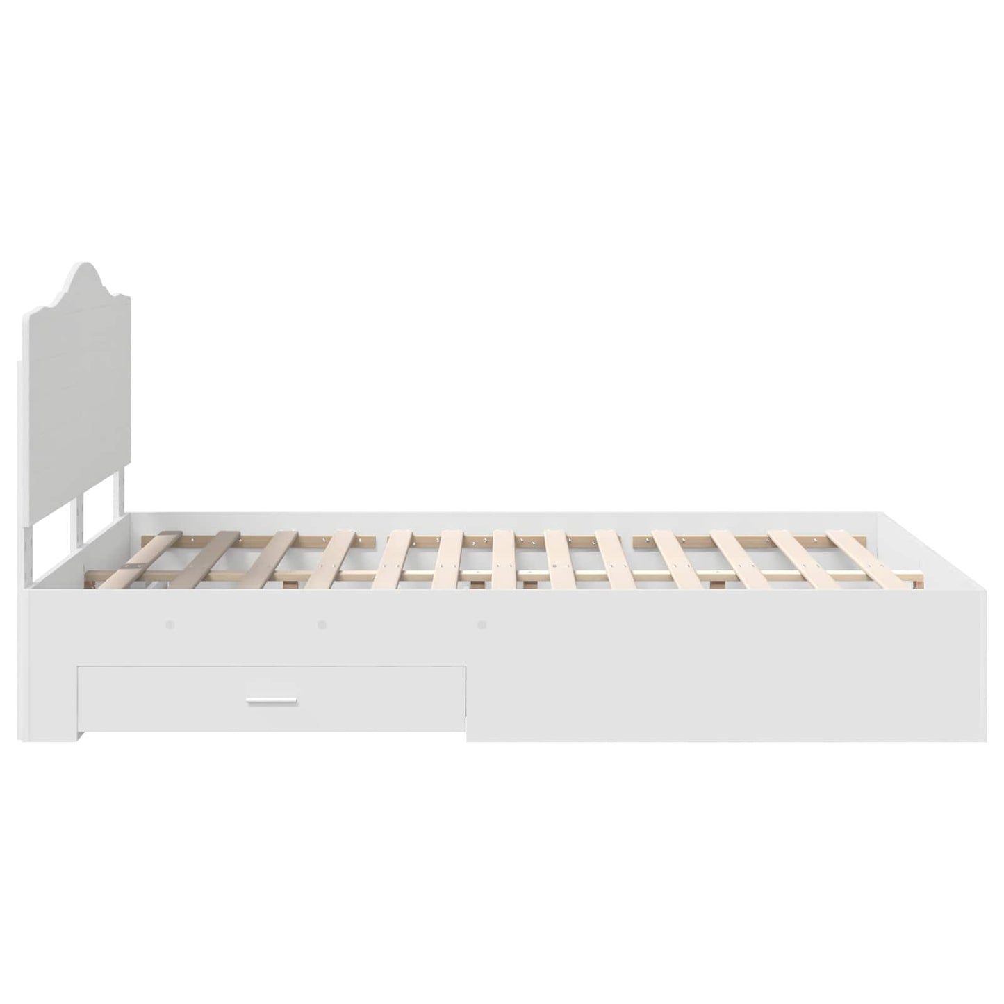 Bedframe met hoofdeinde met lade Wit 160 x 200 cm Bewerkt hout is nu te koop bij PeponiXL, paradijselijk wonen!