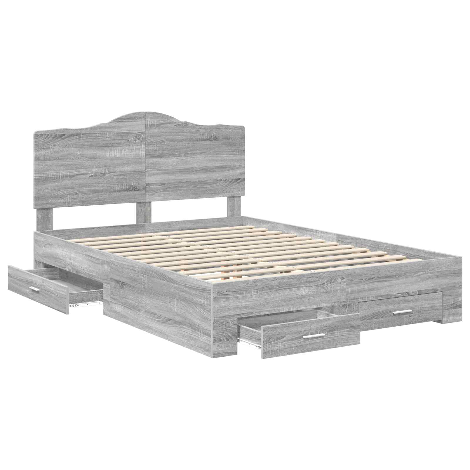 Bedframe met hoofdeinde Grijs Sonoma 160 x 200 cm Bewerkt hout is nu te koop bij PeponiXL, paradijselijk wonen!