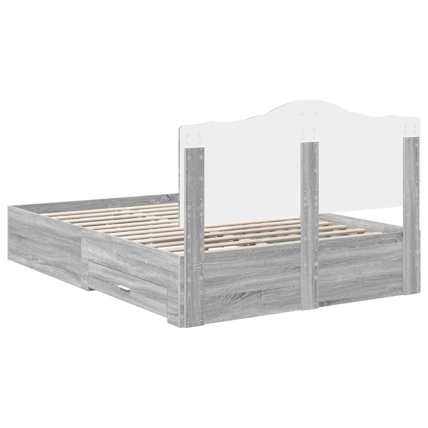 Bedframe met hoofdeinde Grijs Sonoma 160 x 200 cm Bewerkt hout is nu te koop bij PeponiXL, paradijselijk wonen!