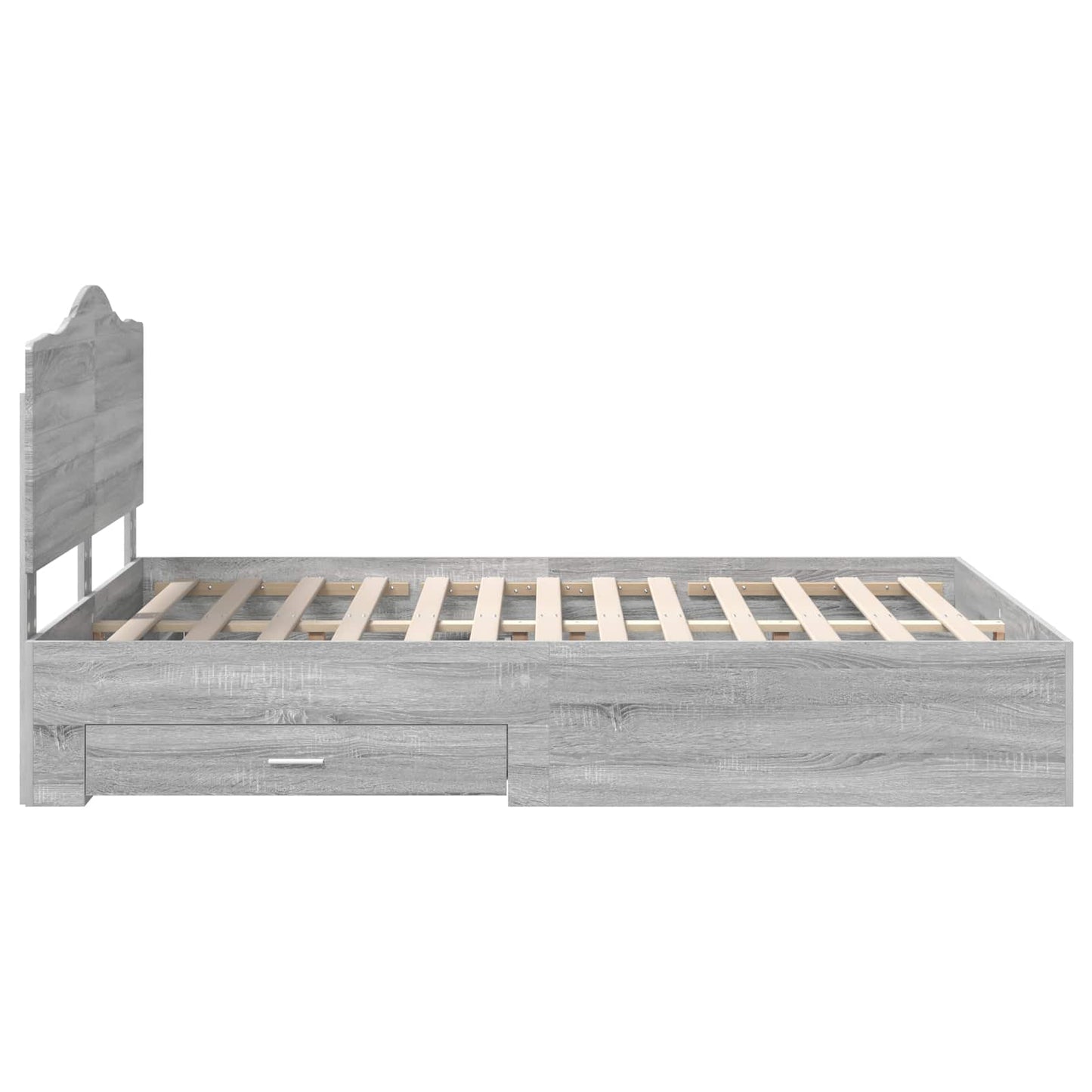 Bedframe met hoofdeinde Grijs Sonoma 160 x 200 cm Bewerkt hout is nu te koop bij PeponiXL, paradijselijk wonen!