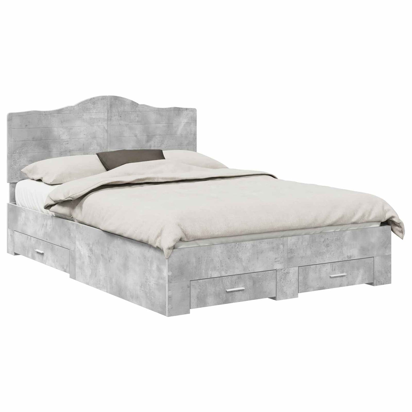 Bedframe met hoofdeinde Beton Grijs 150 x 200 cm Bewerkt hout is nu te koop bij PeponiXL, paradijselijk wonen!