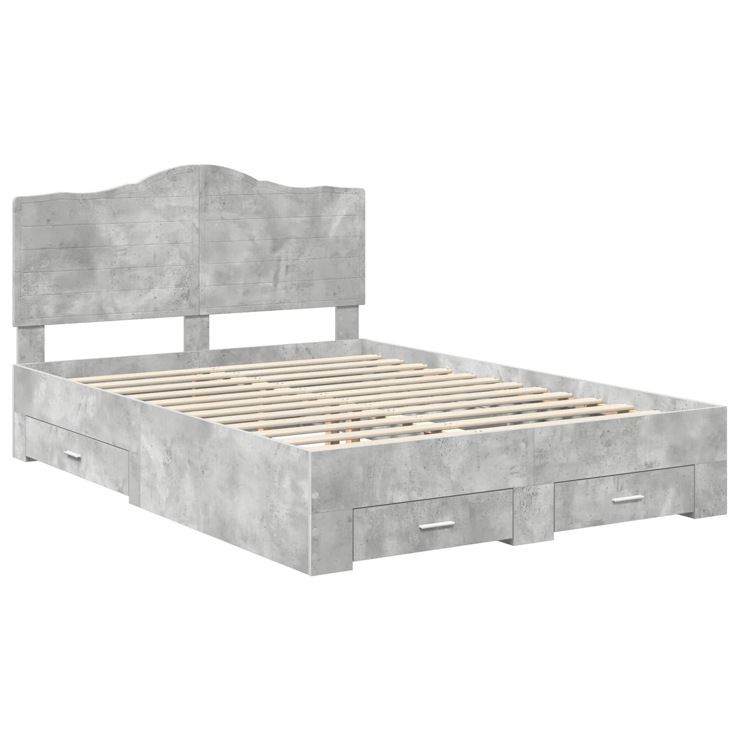 Bedframe met hoofdeinde Beton Grijs 150 x 200 cm Bewerkt hout is nu te koop bij PeponiXL, paradijselijk wonen!