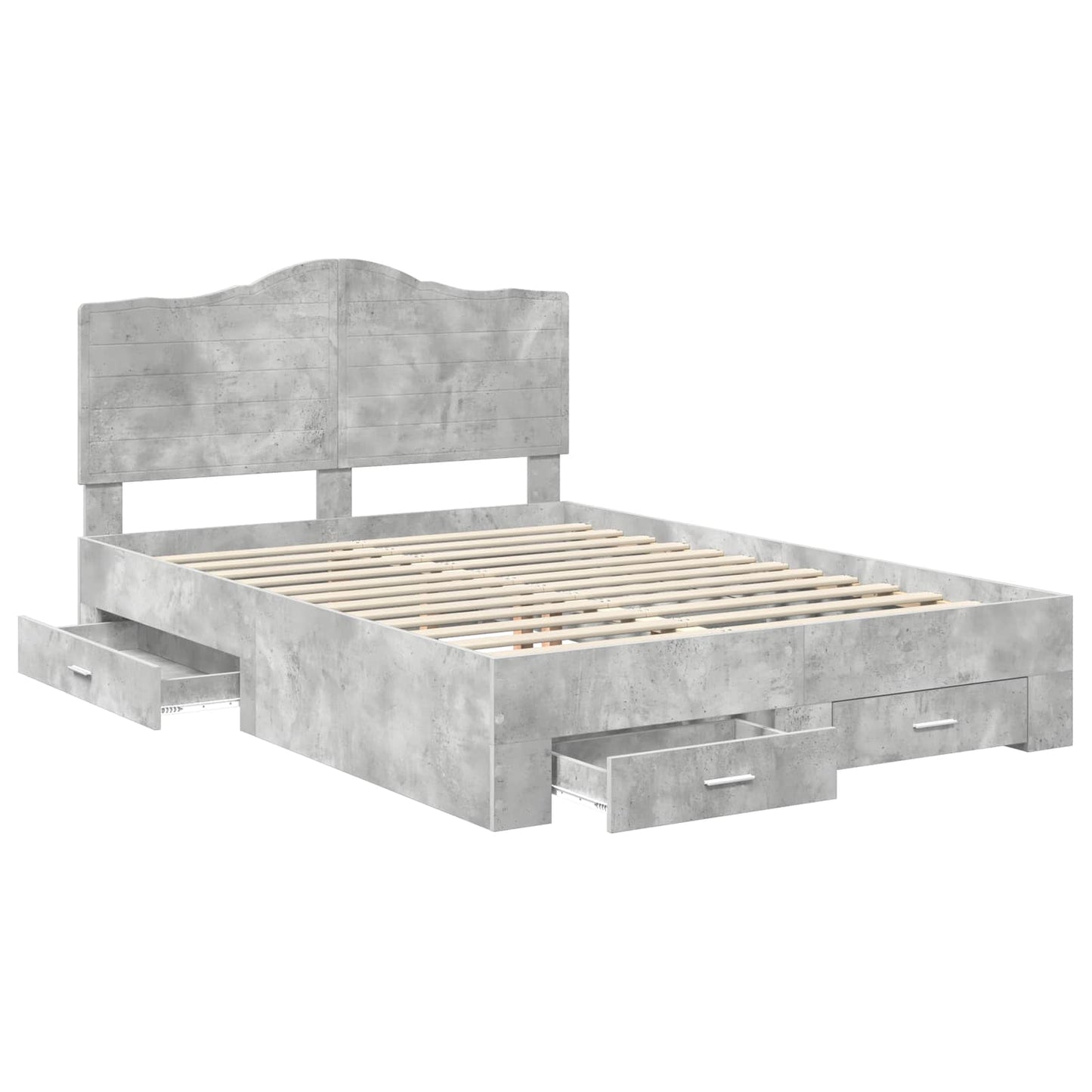 Bedframe met hoofdeinde Beton Grijs 150 x 200 cm Bewerkt hout is nu te koop bij PeponiXL, paradijselijk wonen!