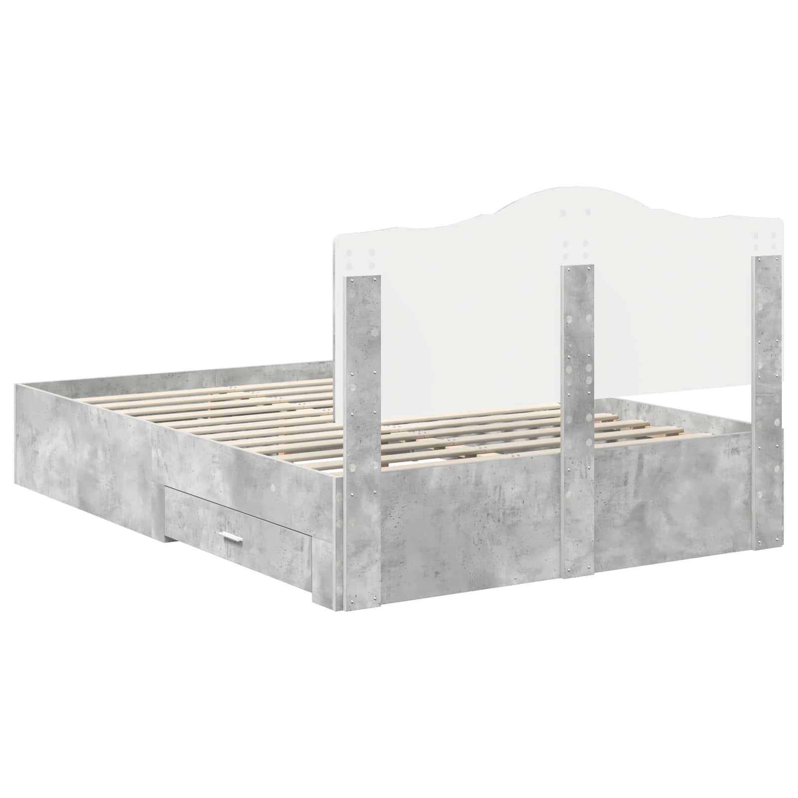 Bedframe met hoofdeinde Beton Grijs 150 x 200 cm Bewerkt hout is nu te koop bij PeponiXL, paradijselijk wonen!
