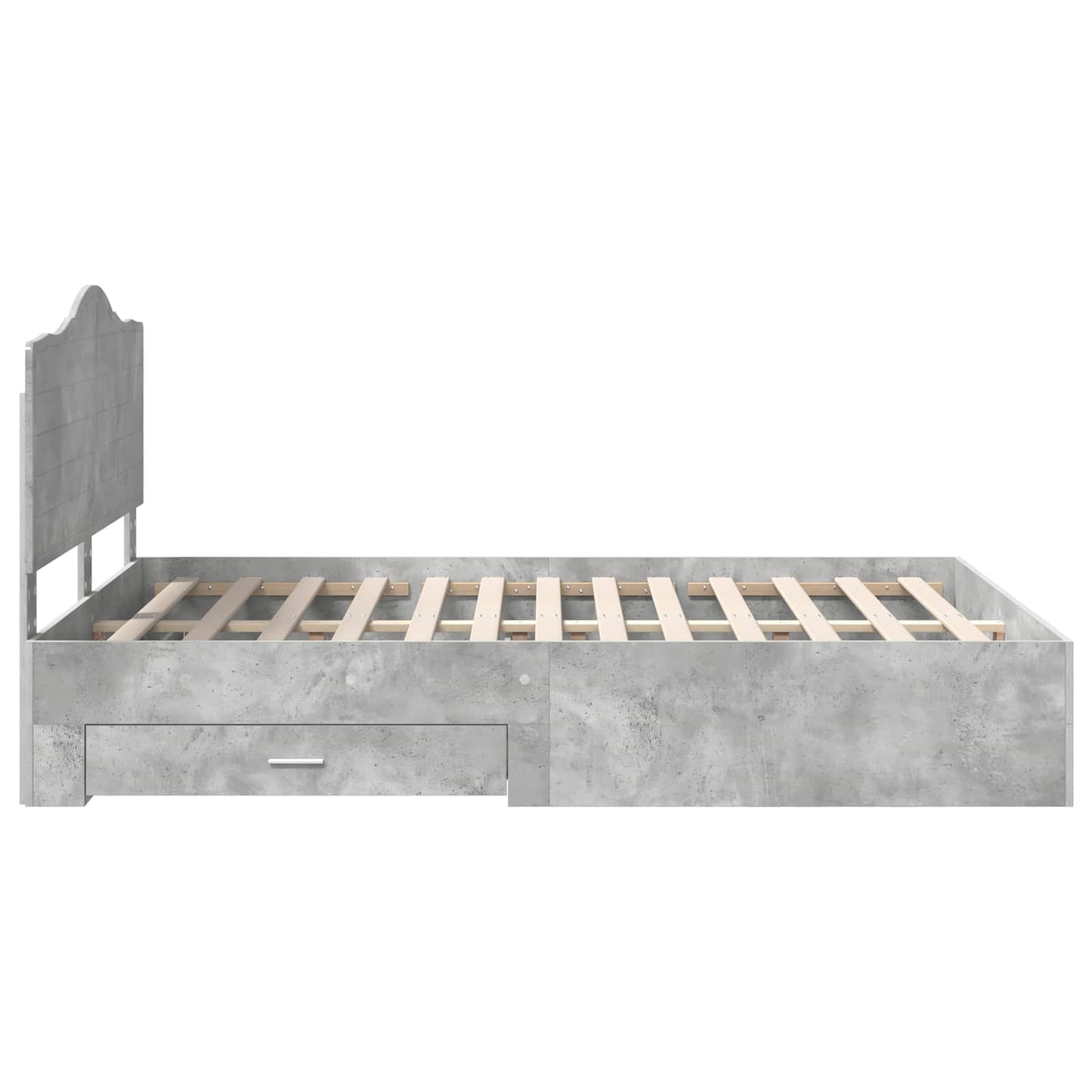 Bedframe met hoofdeinde Beton Grijs 150 x 200 cm Bewerkt hout is nu te koop bij PeponiXL, paradijselijk wonen!