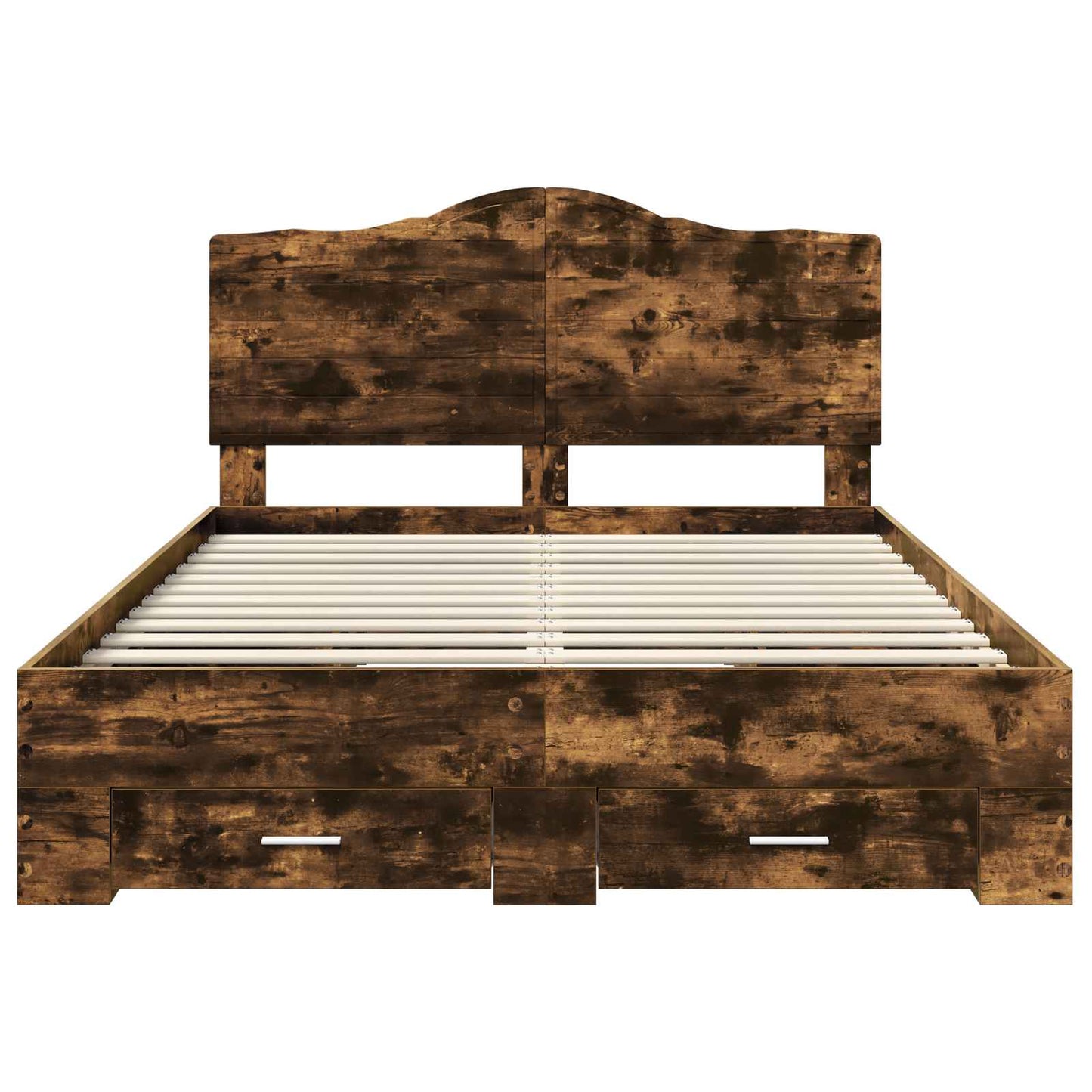 Bedframe met hoofdeinde Gerookt eiken 150 x 200 cm Bewerkt hout is nu te koop bij PeponiXL, paradijselijk wonen!
