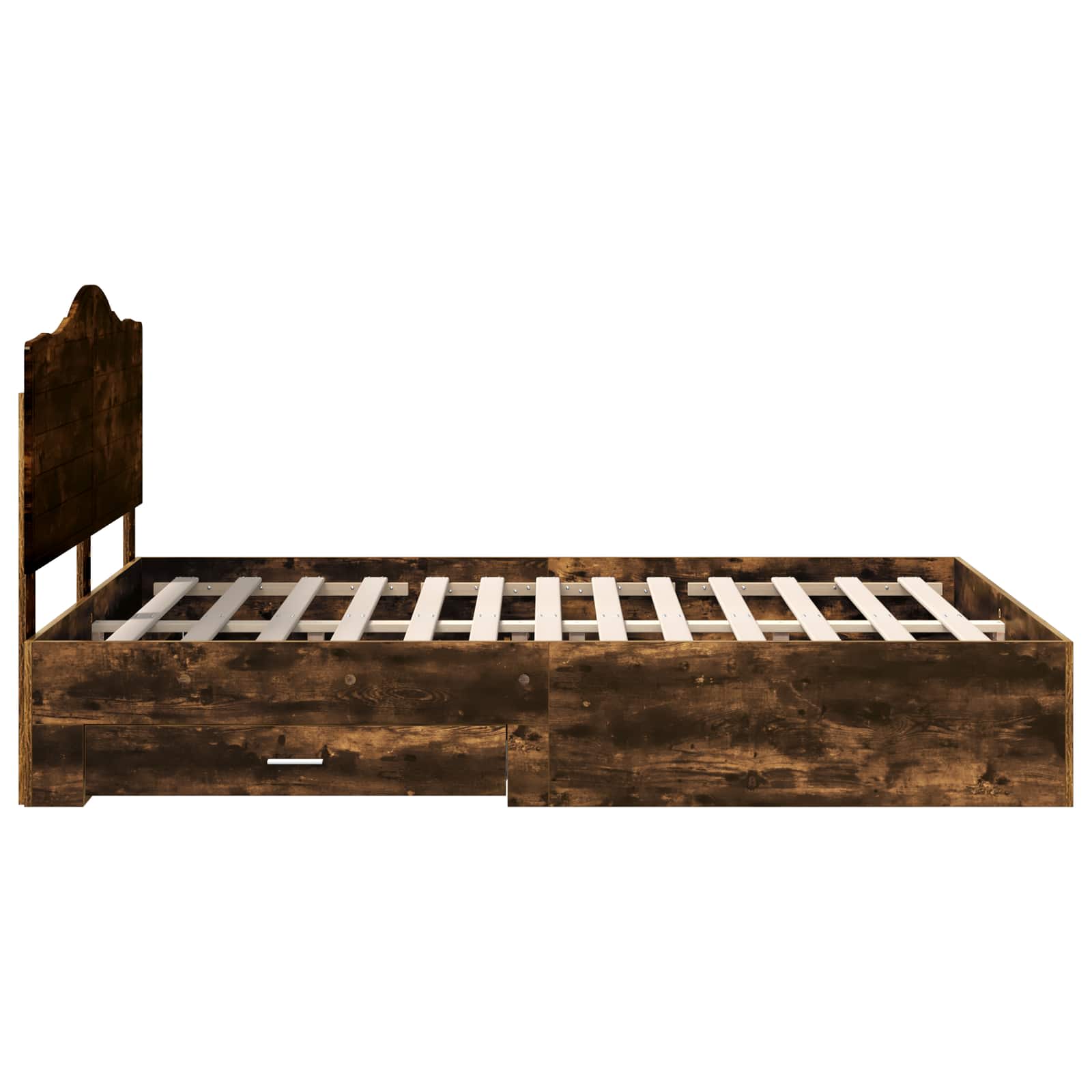 Bedframe met hoofdeinde Gerookt eiken 150 x 200 cm Bewerkt hout is nu te koop bij PeponiXL, paradijselijk wonen!