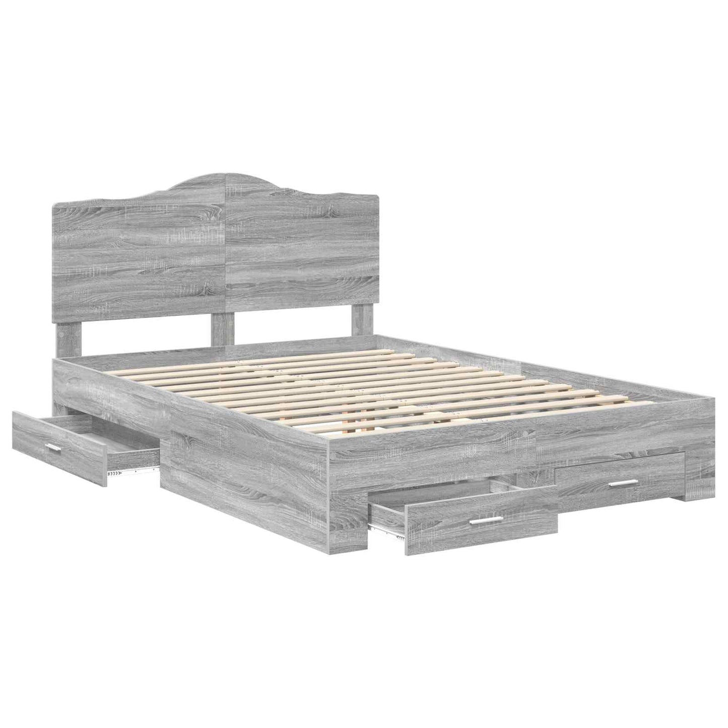 Bedframe met hoofdeinde Grijs Sonoma 150 x 200 cm Bewerkt hout is nu te koop bij PeponiXL, paradijselijk wonen!