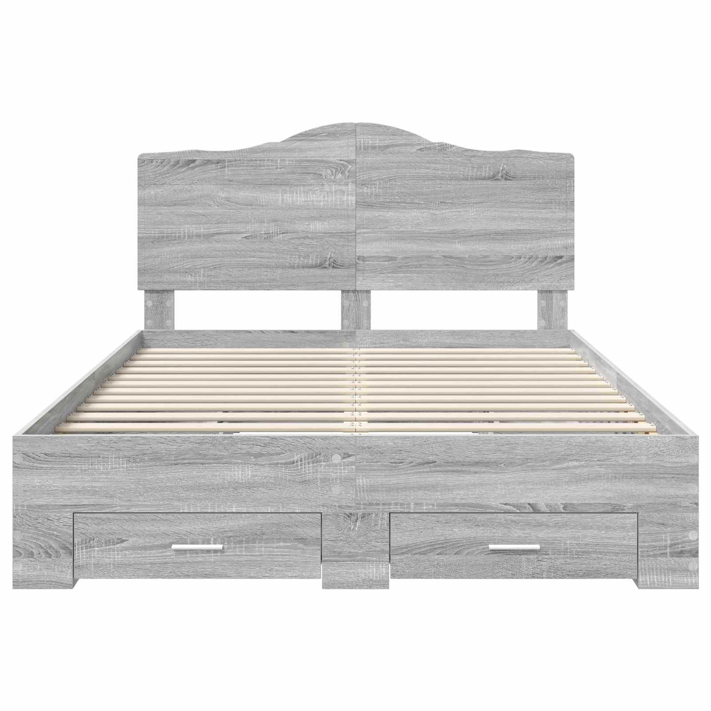 Bedframe met hoofdeinde Grijs Sonoma 150 x 200 cm Bewerkt hout is nu te koop bij PeponiXL, paradijselijk wonen!