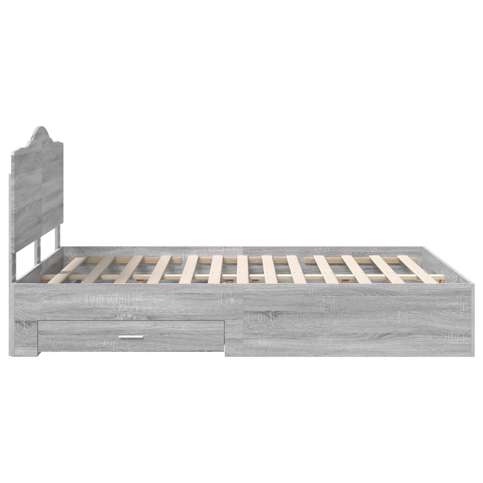 Bedframe met hoofdeinde Grijs Sonoma 150 x 200 cm Bewerkt hout is nu te koop bij PeponiXL, paradijselijk wonen!