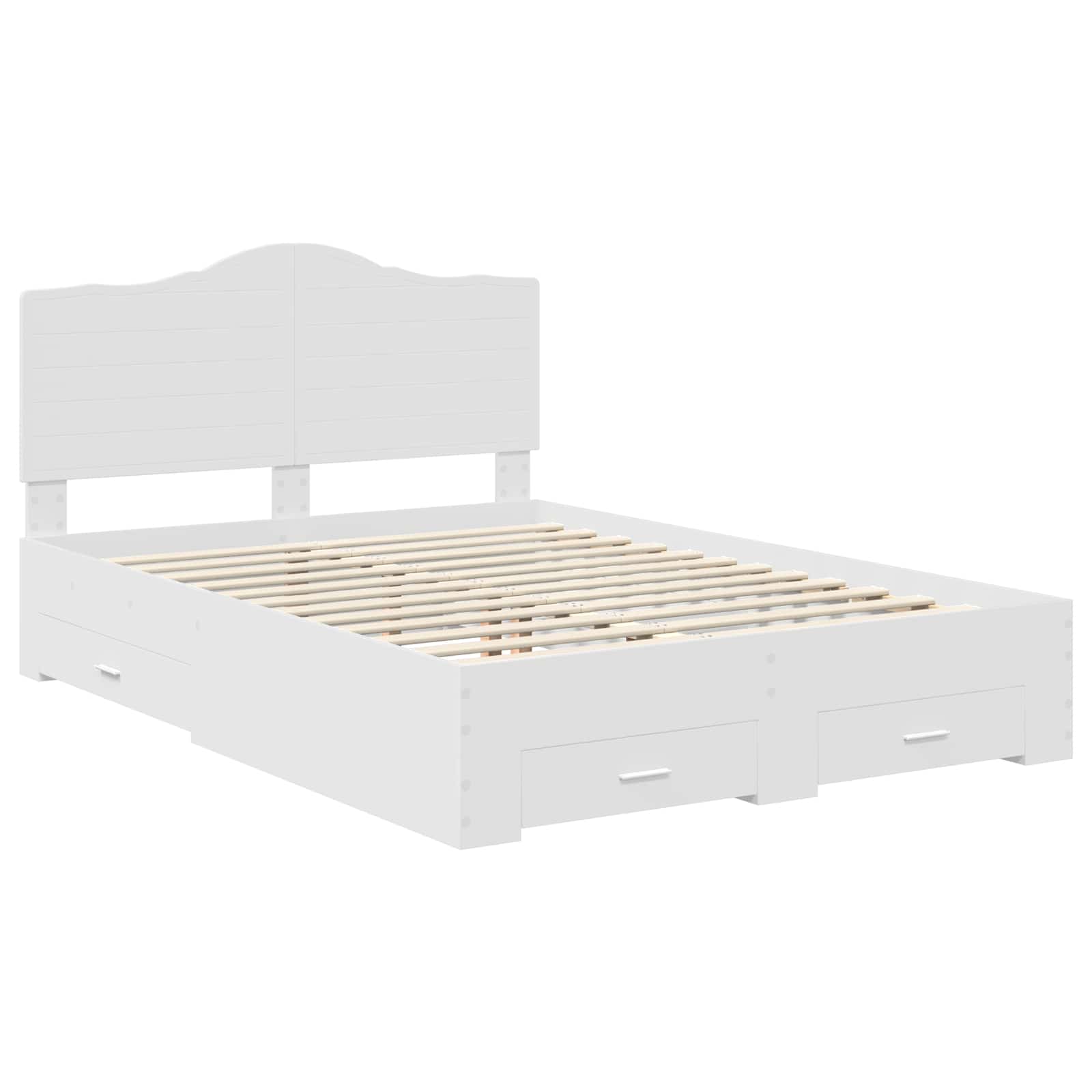 Bedframe met hoofdeinde met lade Wit 140 x 200 cm Bewerkt hout is nu te koop bij PeponiXL, paradijselijk wonen!