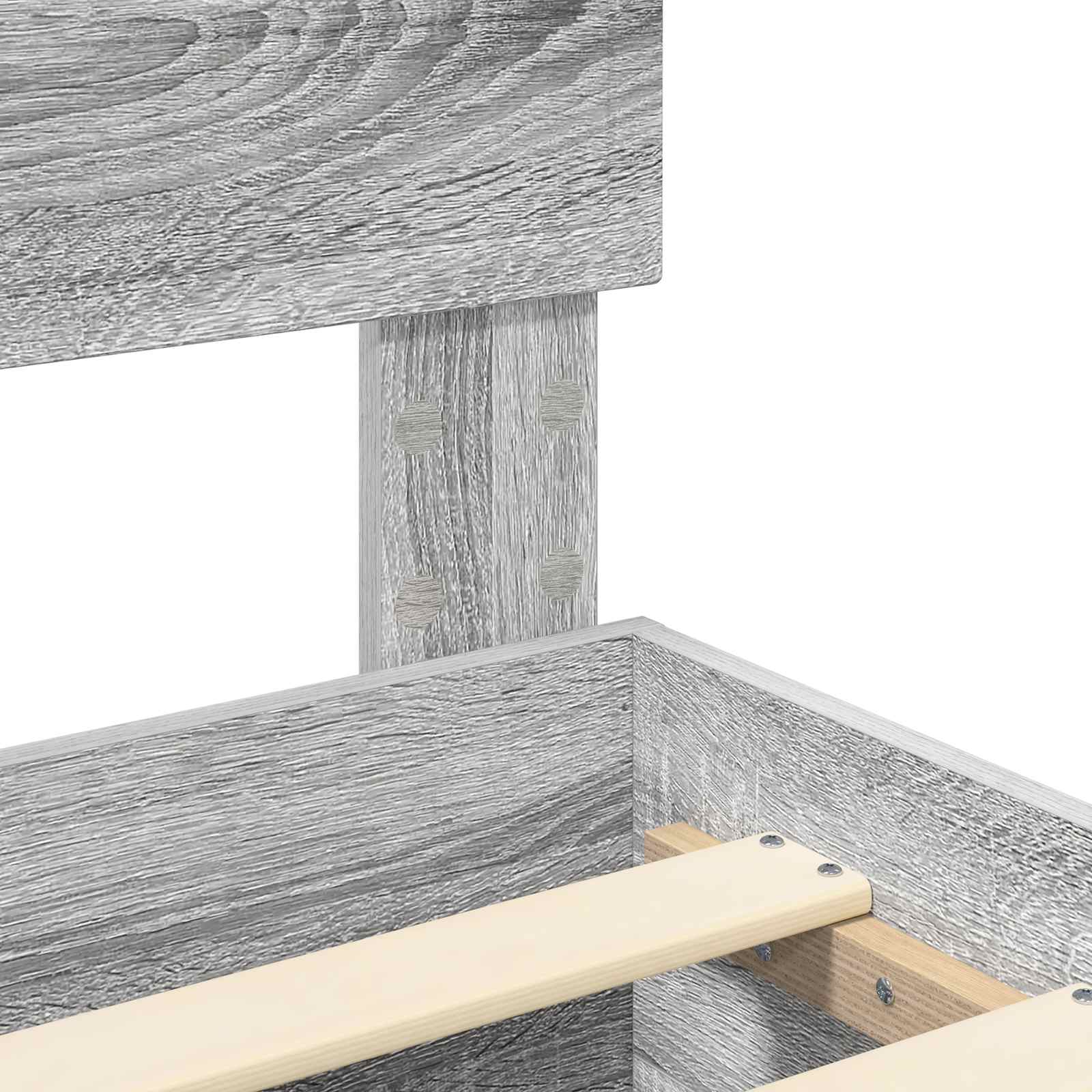 Bedframe met hoofdeinde Grijs Sonoma 140 x 200 cm Bewerkt hout is nu te koop bij PeponiXL, paradijselijk wonen!